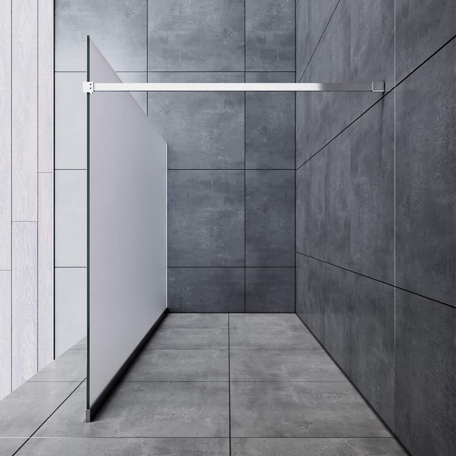 ELEGANT 90 x 200 cm Prysznic Walk-In ze stabilizatorem z 8 mm w pełni satynowanego szkła z nanopowłoką
