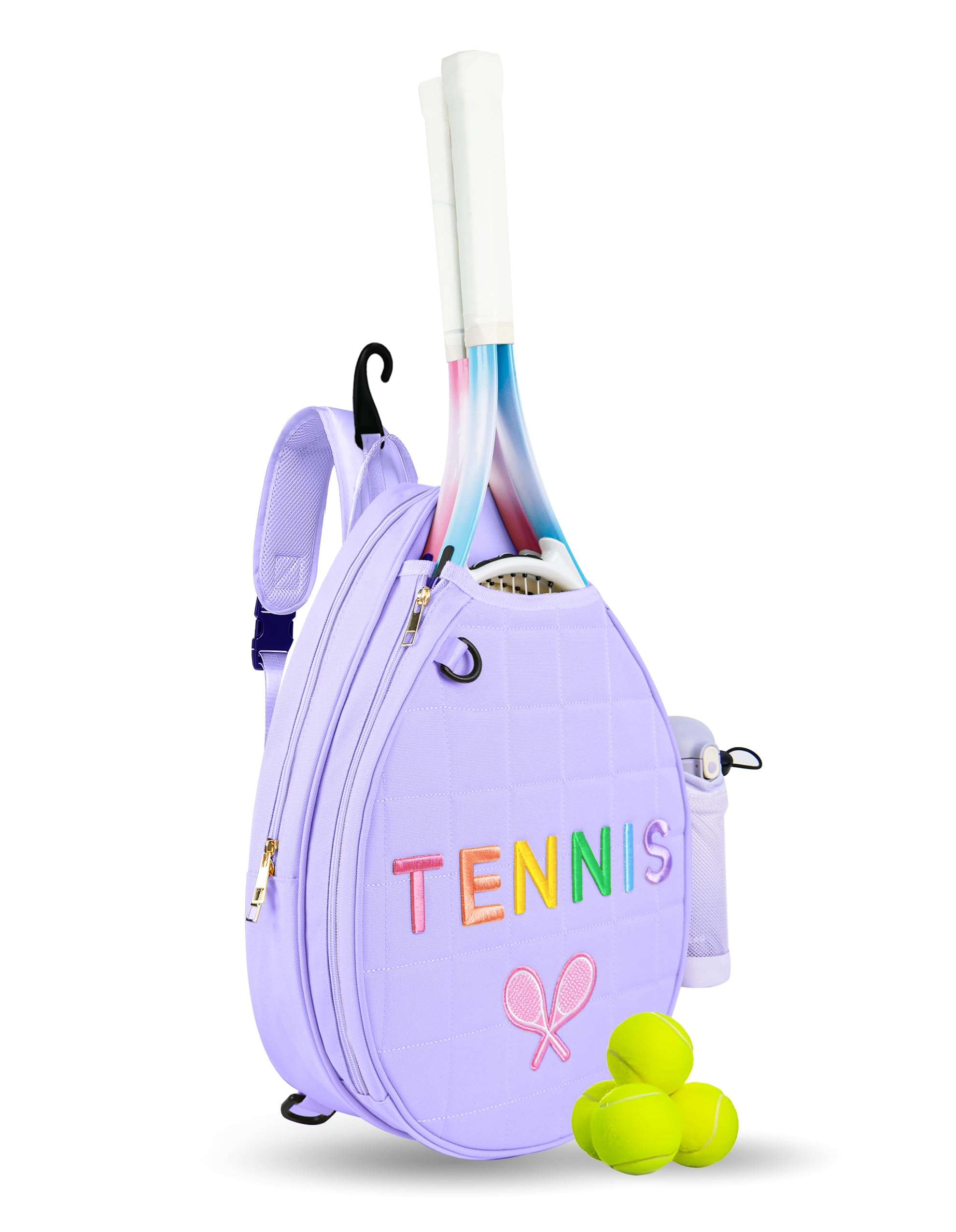 NZNDB Tennis Bags for Women Girl, Tennis Sling Crossbody Backpack, Water Resistant Tennis Bag for Pickleball, Tennis, Racketball(Purple)