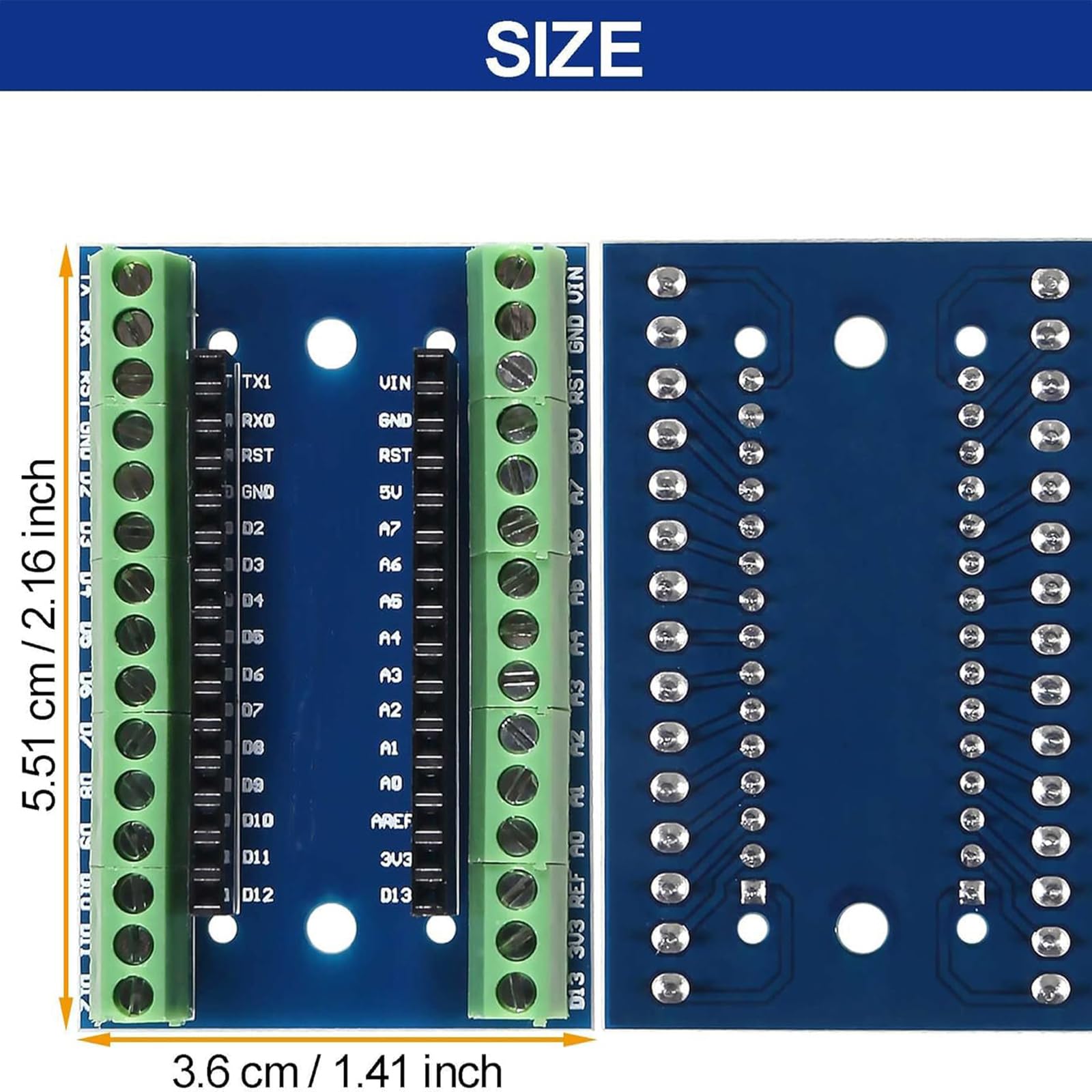 Set di 4 pezzi: mini moduli scheda controller per Nano V3.0 ATmega328P compatibile con Arduino, viene fornito con cavo USB + adattatore terminale a vite di espansione I/O Shield Breakout per Nano V3.0