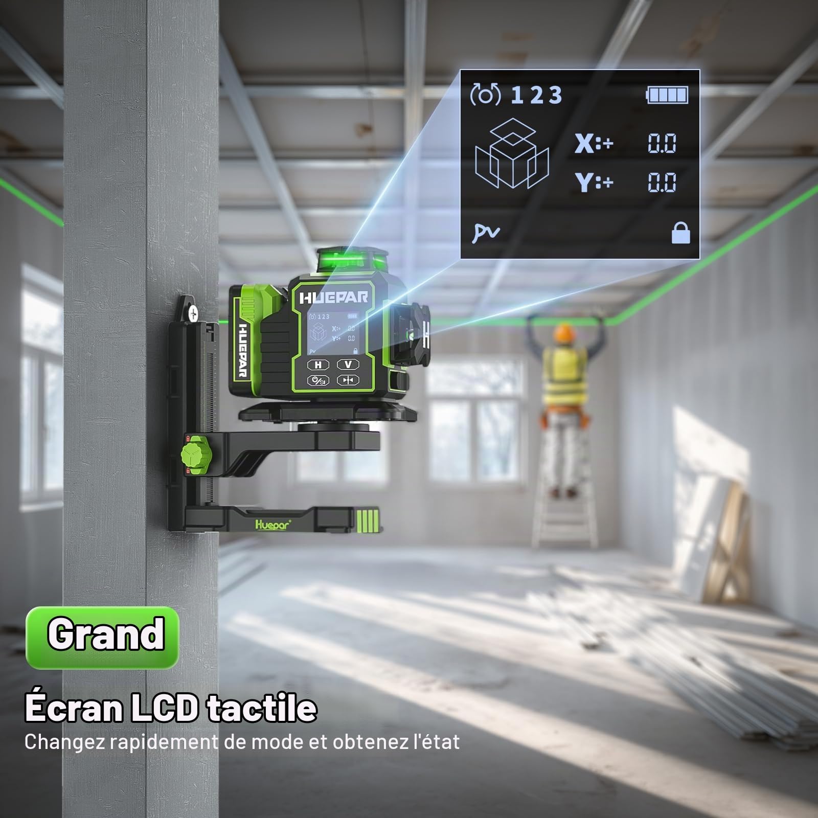 Niveau Laser Chantier Autonivelant 360°x3 Huepar