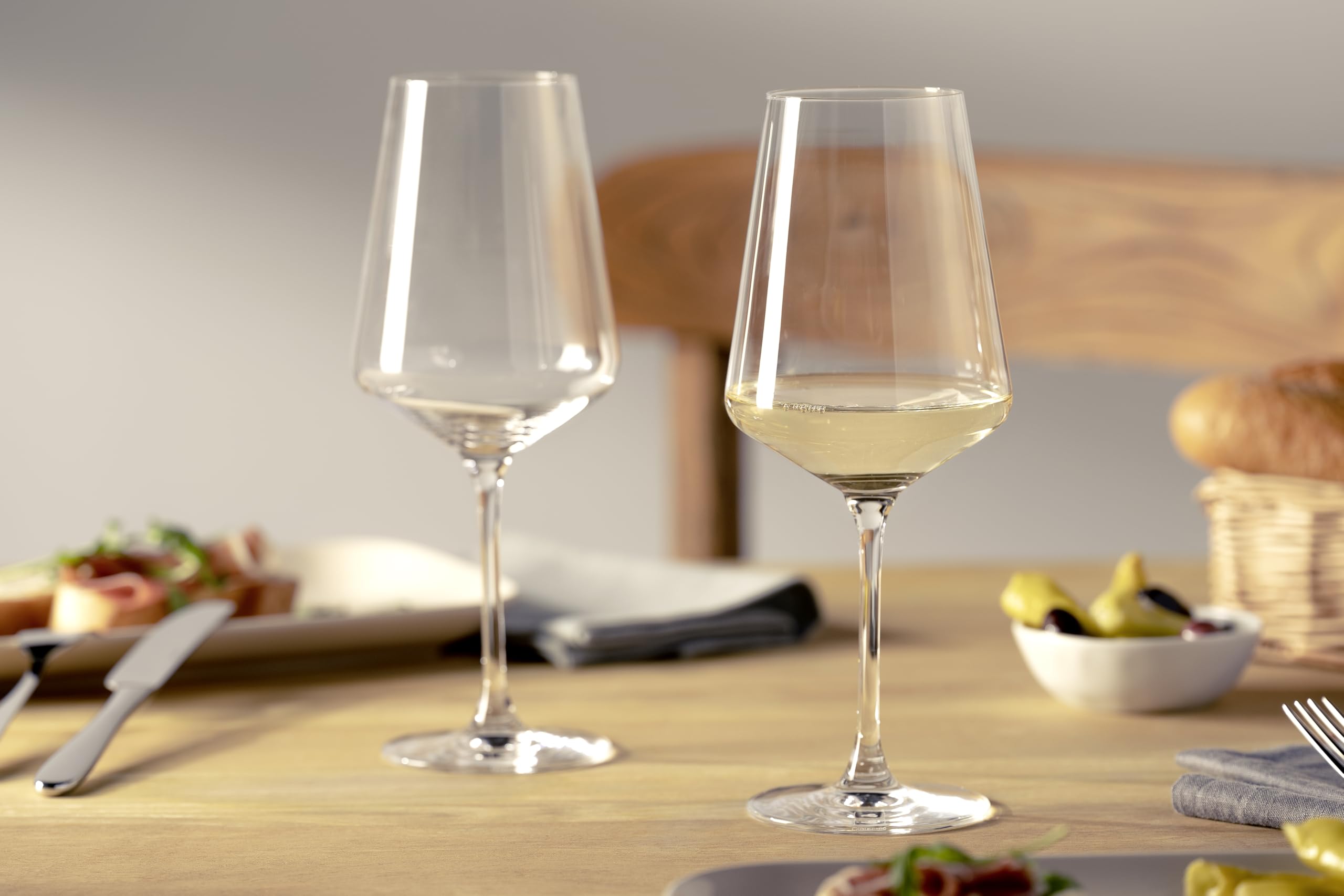 Verres à vin blanc Leonardo Puccini, lot de 6, verres à vin lavables au lave-vaisselle, gobelet avec tige étirée, set de verres à vin, 560 ml, 014789, transparent