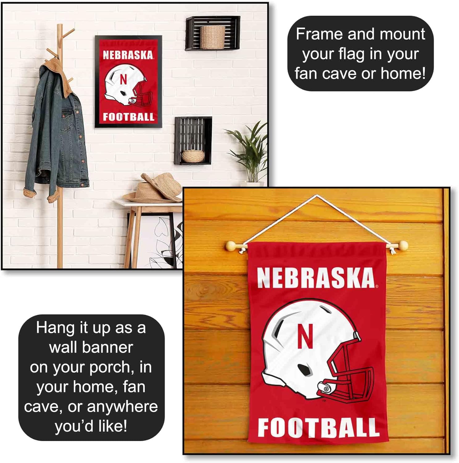 Nebraska Huskers Football Helmet Garden Flag - Image 5