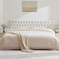 Vista 21 de Kingfun Cabecera tapizada para cama individual con diseño moderno de botones, cabecera ajustable de madera maciza, cabeceros acolchados de tela