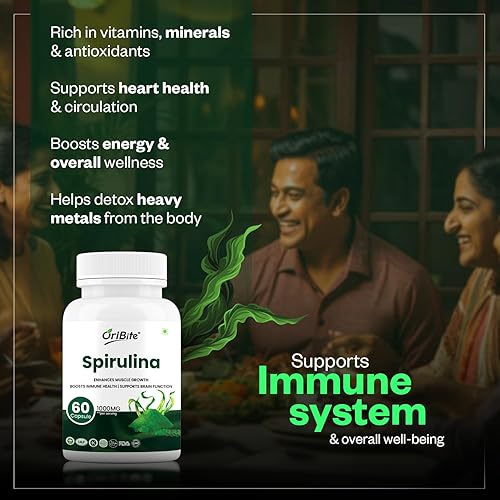 Miniatura 3 de Cápsulas de espirulina Proteína vegetal concentrada de 1000 mg, 60 cápsulas Aumenta la inmunidad y apoya la función cardiovascular Alga