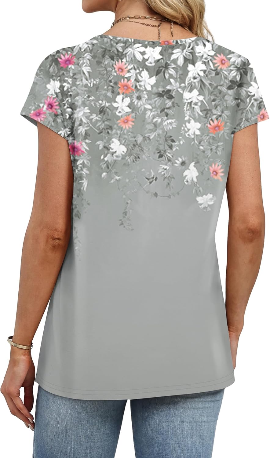 WIHOLL Womens Summer Tops Cap Short Sleeve Shirts Button Down Blouses U Neck T Shirts Fashion Clothing - Image 5