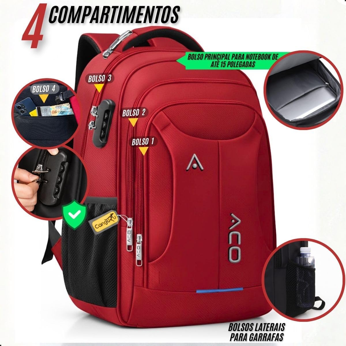 Mochila Bolsa Masculina Feminina Notebook Reforçada Anti Furto Semi Impermeável Escolar Faculdade Trabalho Viagem Resistente Executiva Cabo De Aço Saída Usb SAÍDA Fone DE OUVIDO (VERMELHO) Mochila Bolsa Masculina Feminina Notebook Reforçada Anti Furto Semi Impermeável Escolar Faculdade Trabalho Viagem Resistente Executiva Cabo De Aço Saída Usb SAÍDA Fone DE OUVIDO (VERMELHO)