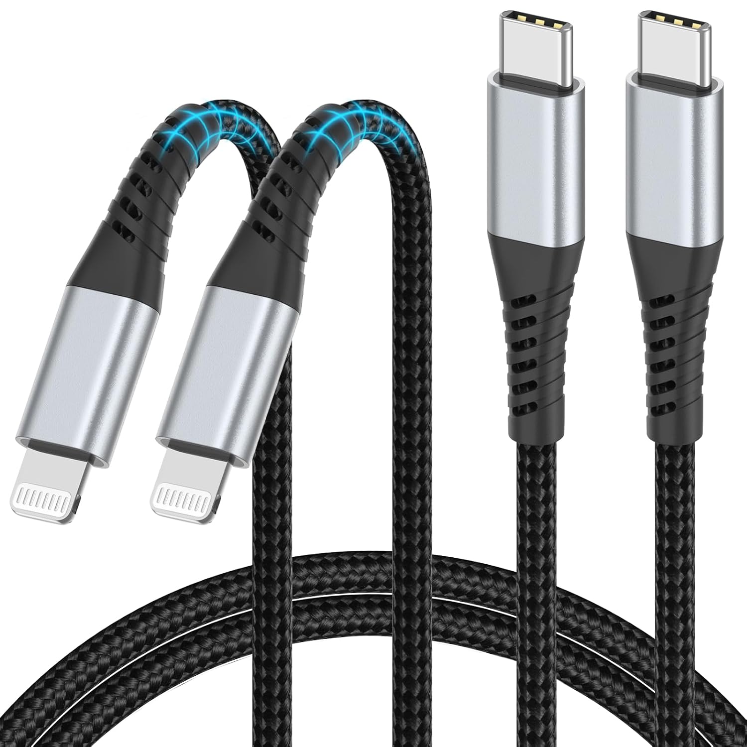 3FT USB C to Lightning Cable, 2 Pack USB Type C iPhone Charger Cable PD Fast Charging 【Apple MFi Certified】 Braided USBC to Lightning Cord for iPhone 14 13 12 11 Pro Max Mini 10 8 7 Plus XR XS SE - Amazon product rated Grade B