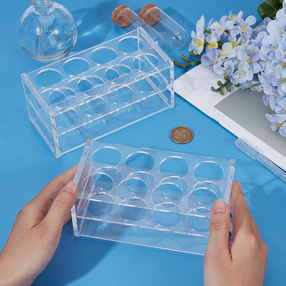 OLYCRAFT 2 confezione di Portaprovette In Acrilico per Provette 50ml Portaprovette Da Laboratorio Ad Alta Trasparenza A 8 fori per Esperimenti Scientifici Organizer - Diametro Interno 3cm