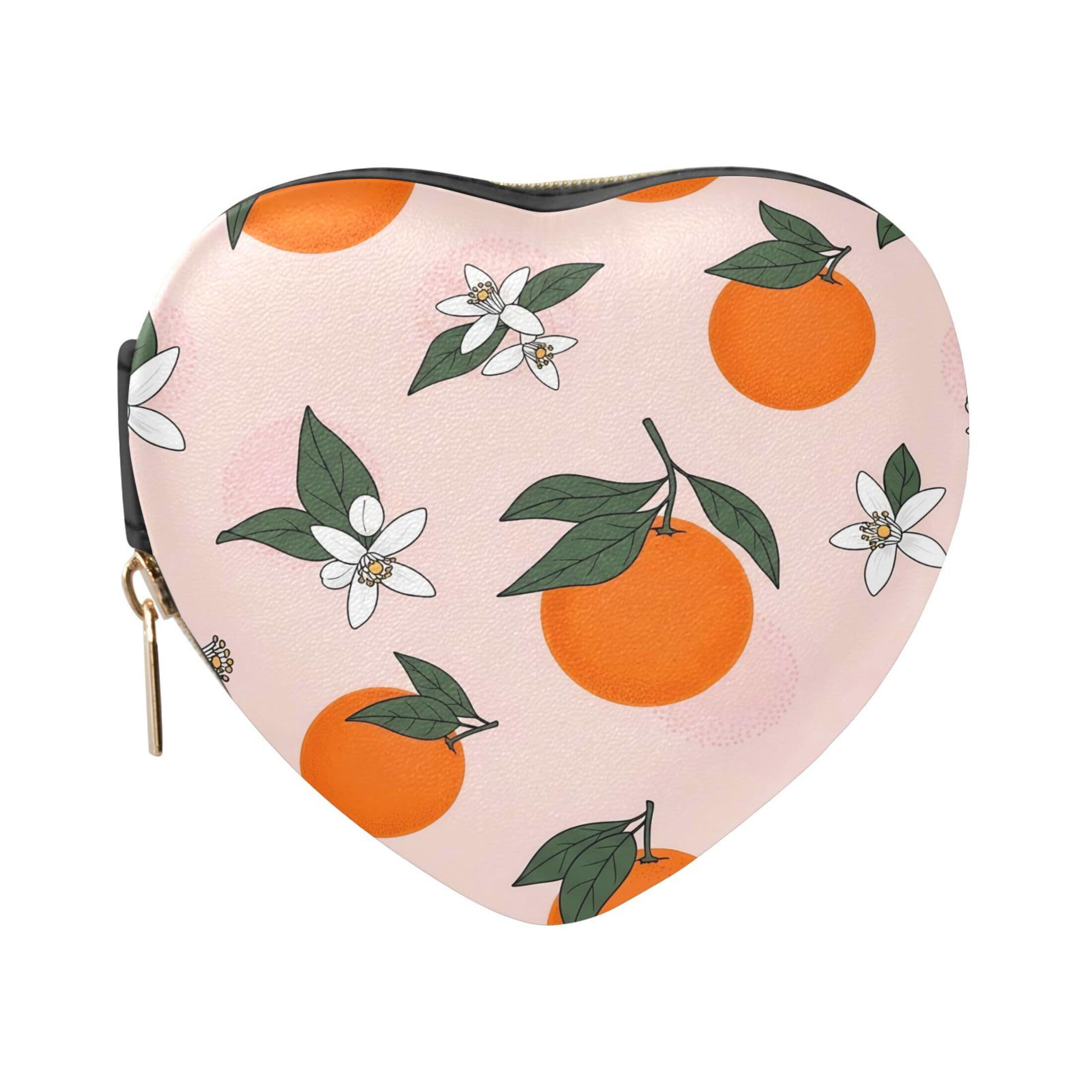 Fuauuyl Oranges Small Jewelry Box Heart-Shaped Jewelry Case, Portable Travel Organizer Bridesmaid Proposal Gift for Women Girls