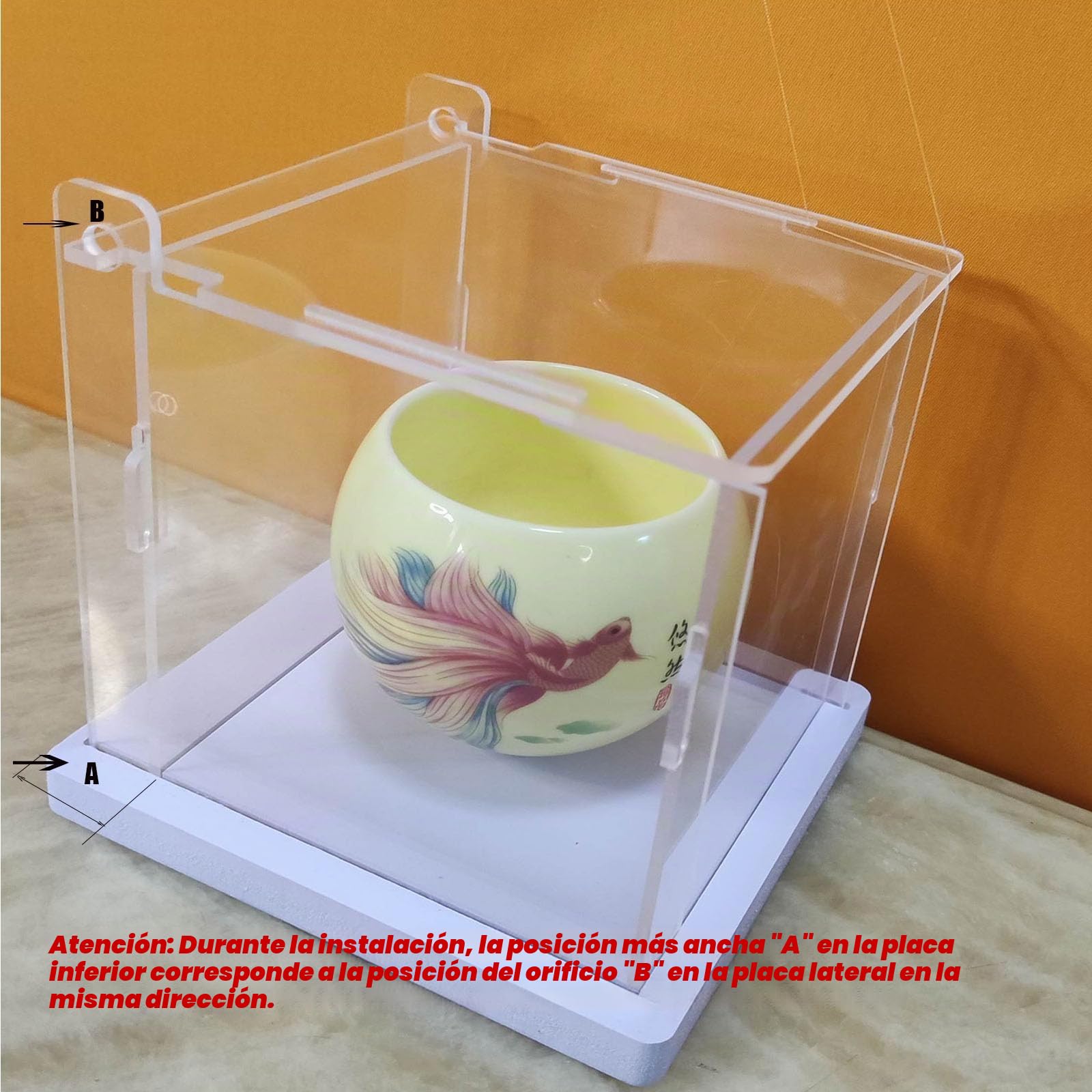 Montaje de Vitrinas Acrílicas Transparentes, Puertas Abiertas en la Parte Superior, Base Engrosada, Vitrinas Antipolvo (30x15x25cm/12x6x10in)