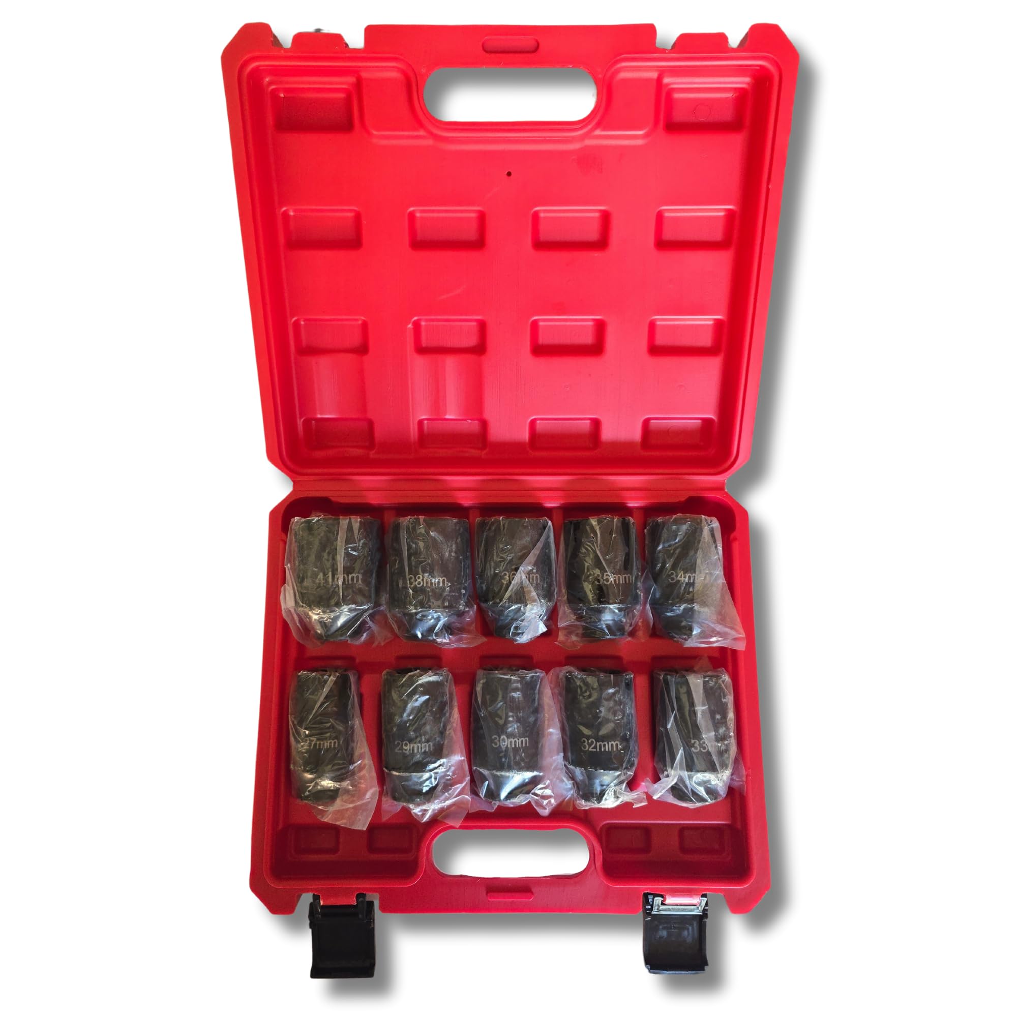 Juego de 10 Vasos de Impacto 1/2" de Gran Tamaño (27-41 mm) – Nuevo con maletín incluido.