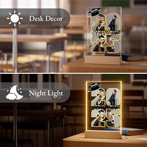 Vista 11 de ALBK Decoraciones de graduación 2025 – Regalos de graduación personalizados, luz nocturna personalizada con nombre de foto, regalos de graduación