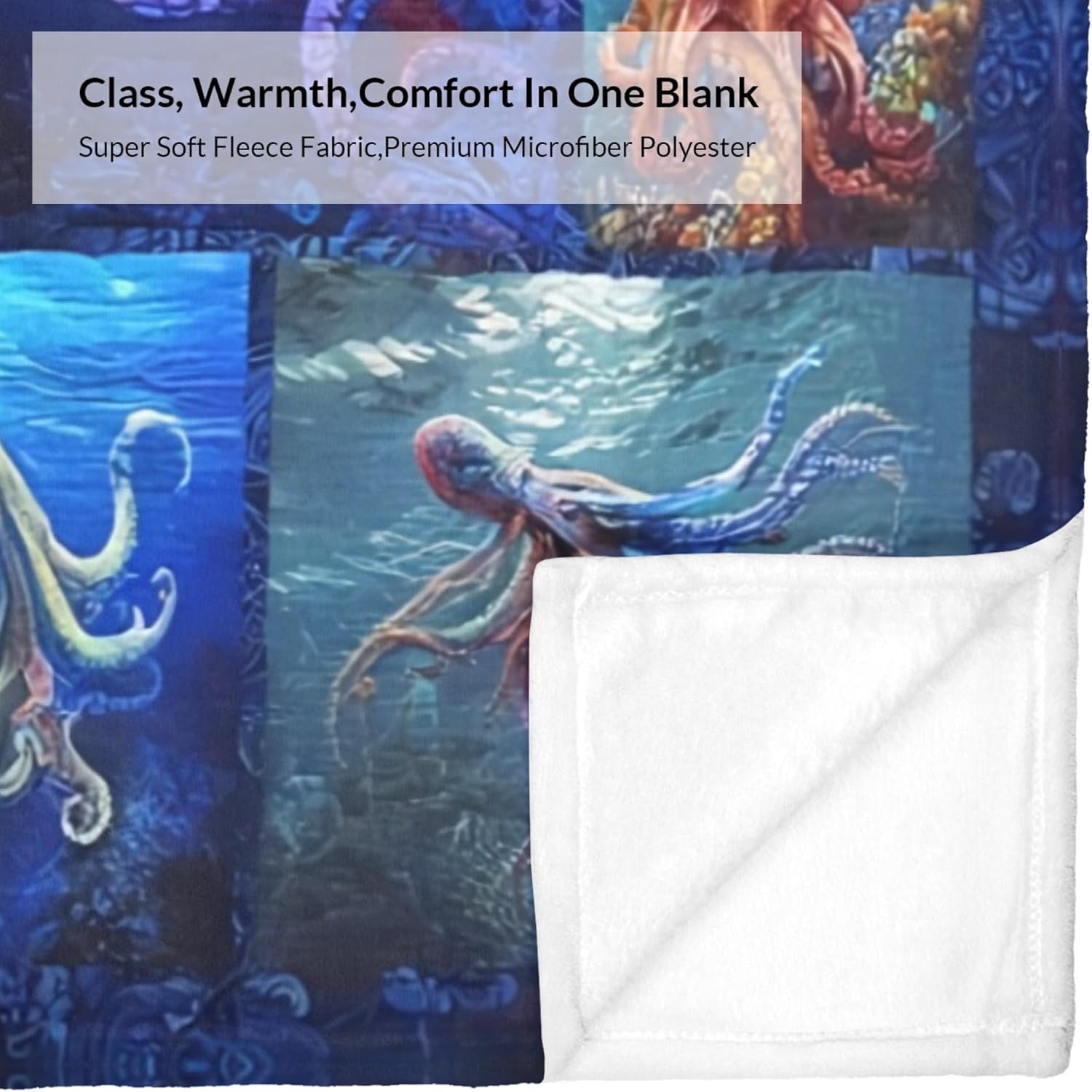 Octopus Throw Blanket Gifts for Kids Adults, Super Soft Cool Funny Nautical Octopus Stuffed Decor Blanket Gift for Women Men Girls Boys, Warm Cozy Fuzzy Plush Fleece Flannel Blankets 50"x40" for Couch - Image 7