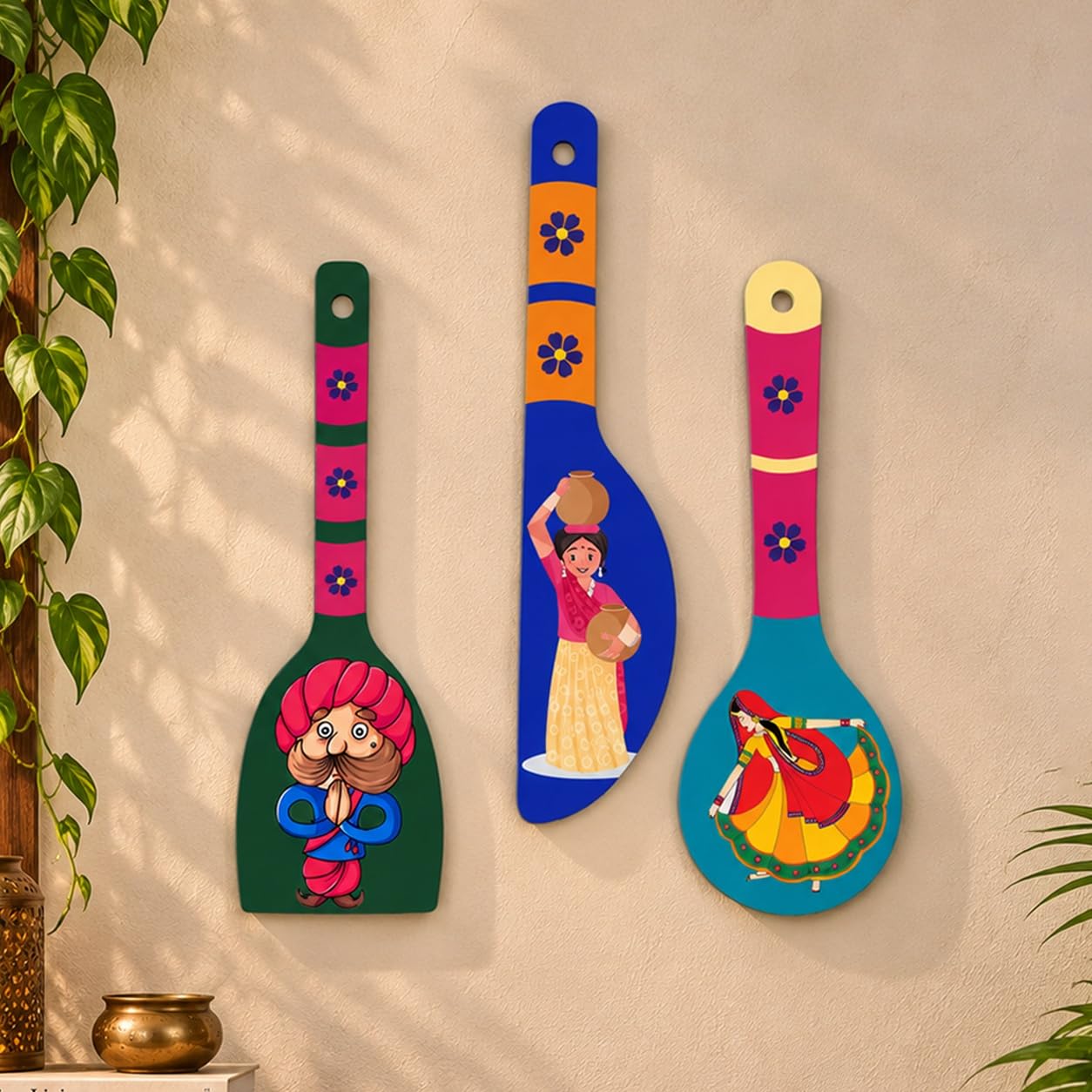 Artvibes Flower Wall Hangings - Set of 3 -17
