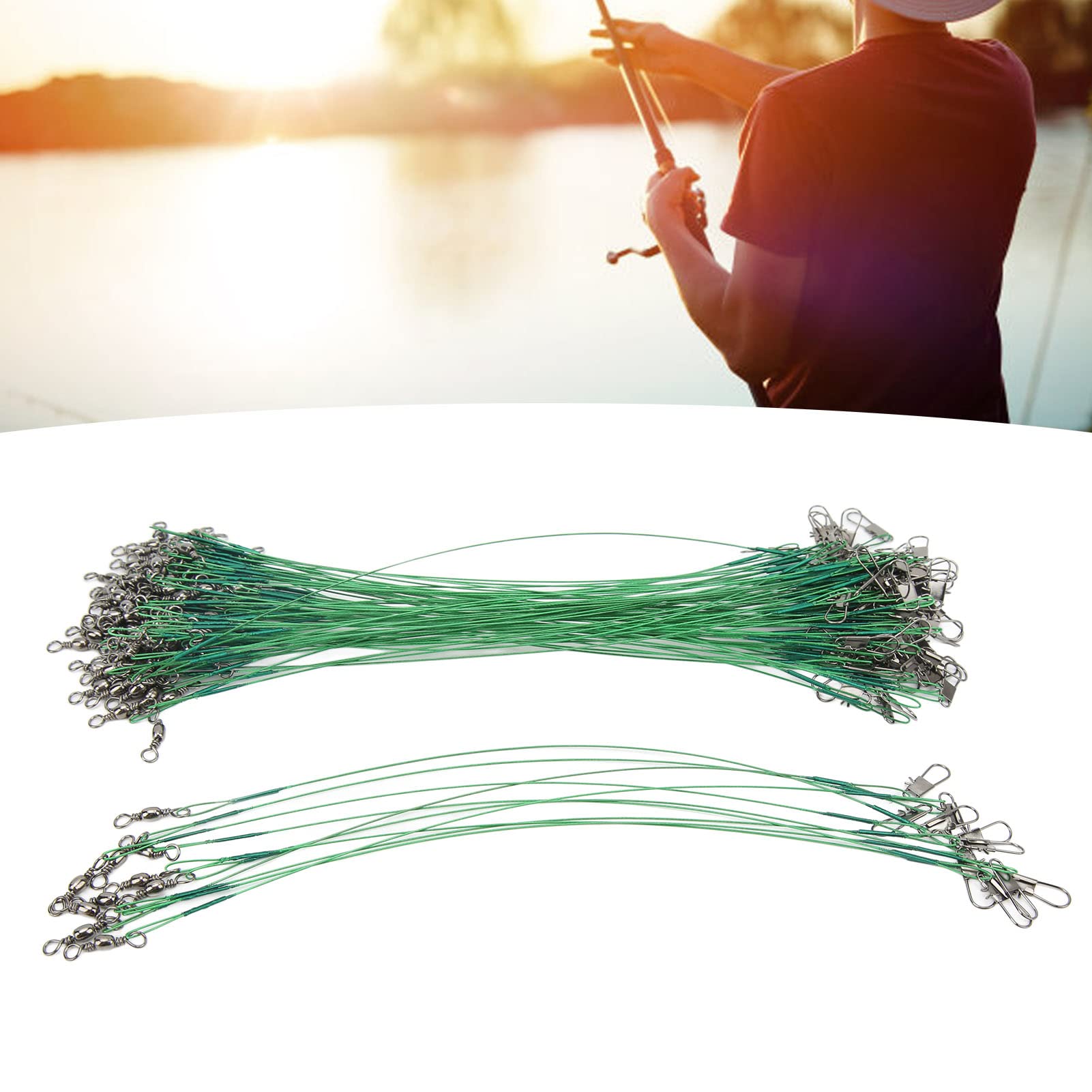 NDNCZDHC 100PCS Fishing Leaders Steel Fishing Wire Leader Line Fishing Rigs Fishing Accessories for Saltwater(20cm)