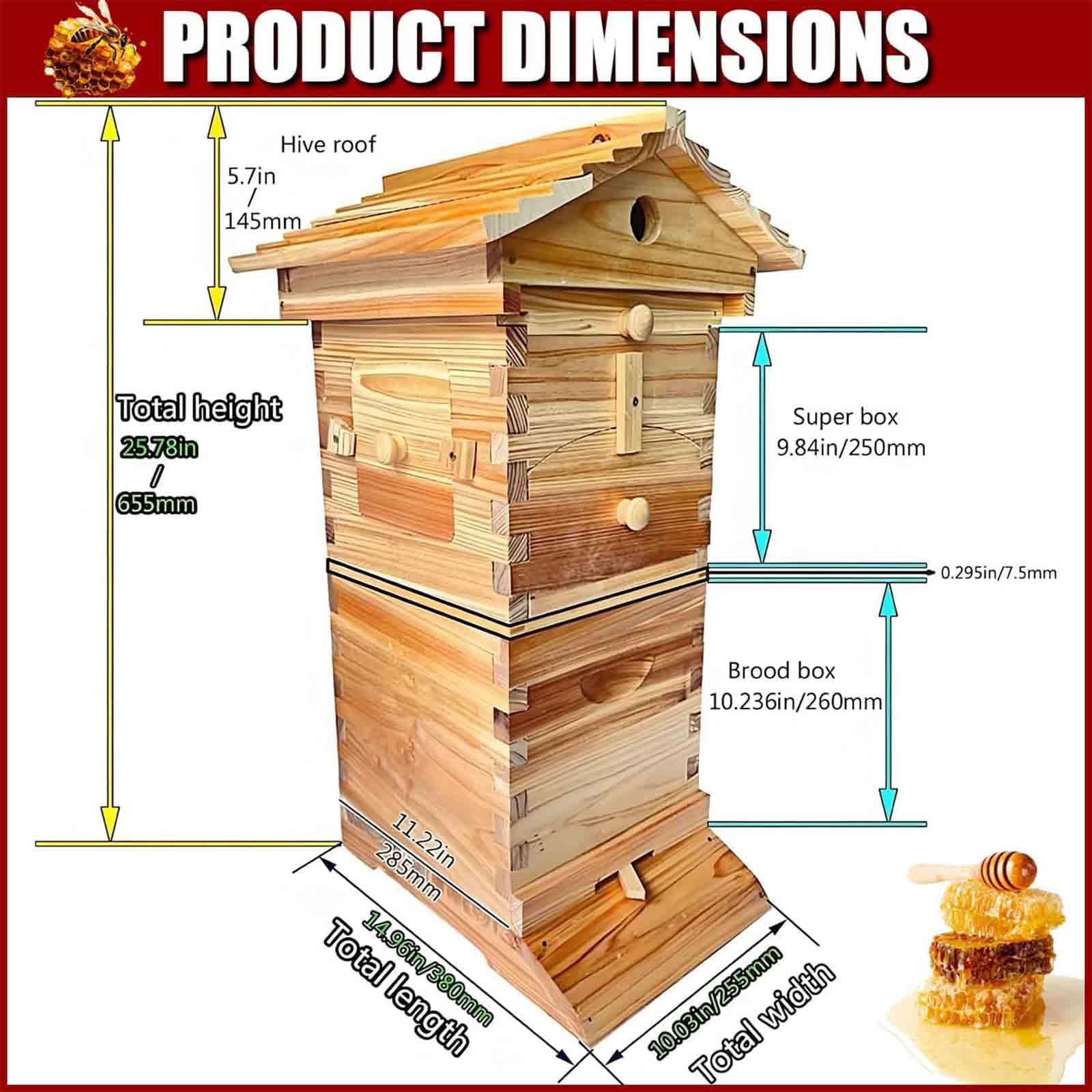 Kit per Principianti di Arnie, arnia Flow Hive, Set Completo di Arnie rivestite in Cera con Dispositivo di Estrazione del Miele, per Apicoltura, impollinatori da Giardino,A