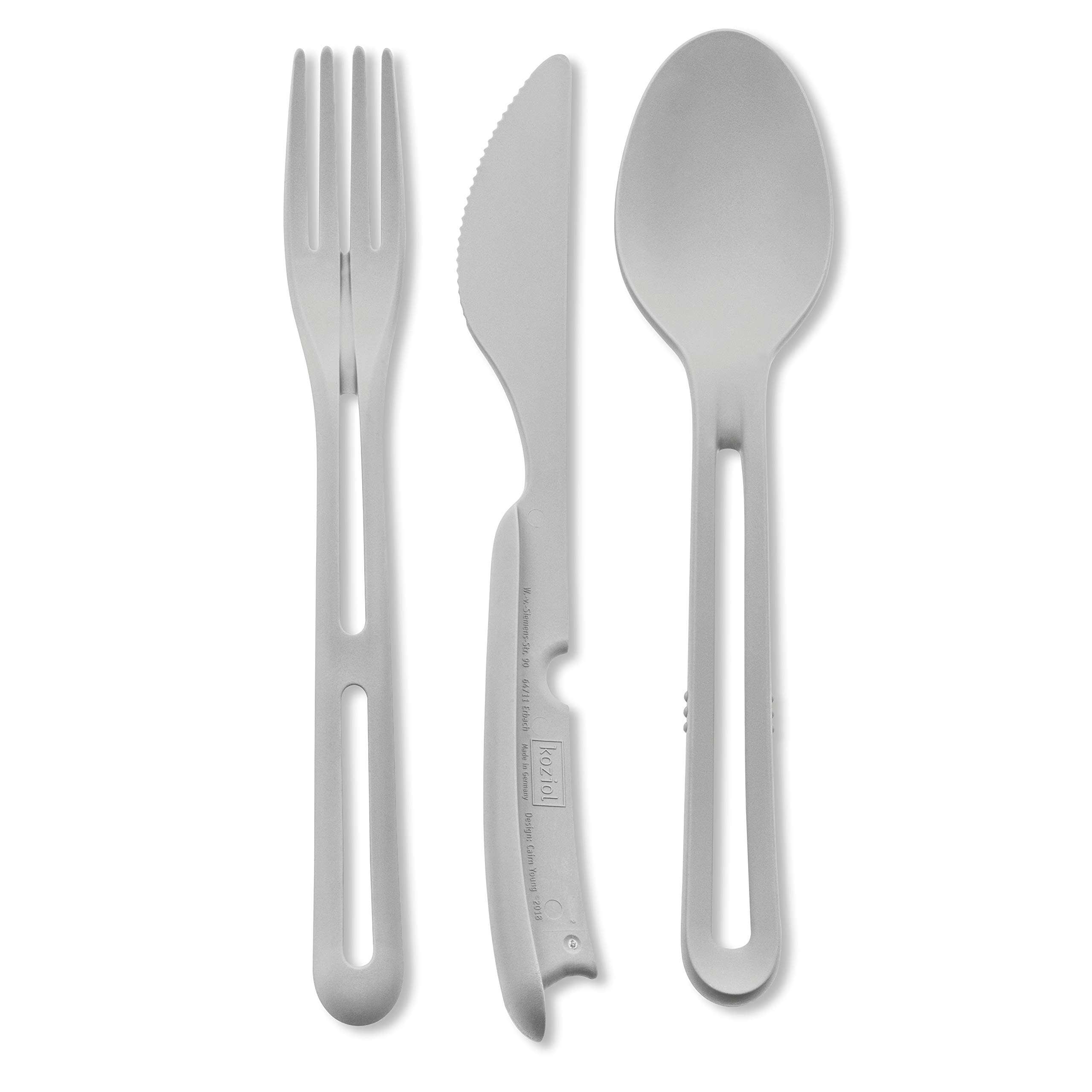 koziol 4003663 KLIKK Cutlery Set, Plastic, Soft Grey - Image 2