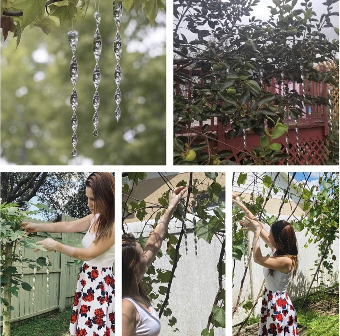 30 PC Package -Repellent Reflective Ornamental Spiral Deterrent to Keep Birds Away. Hanging Wind Twisting Scare Bird Rods Deflectors Decoys. Decorative Bird Deterrent to Protect Home and Garden. image 4