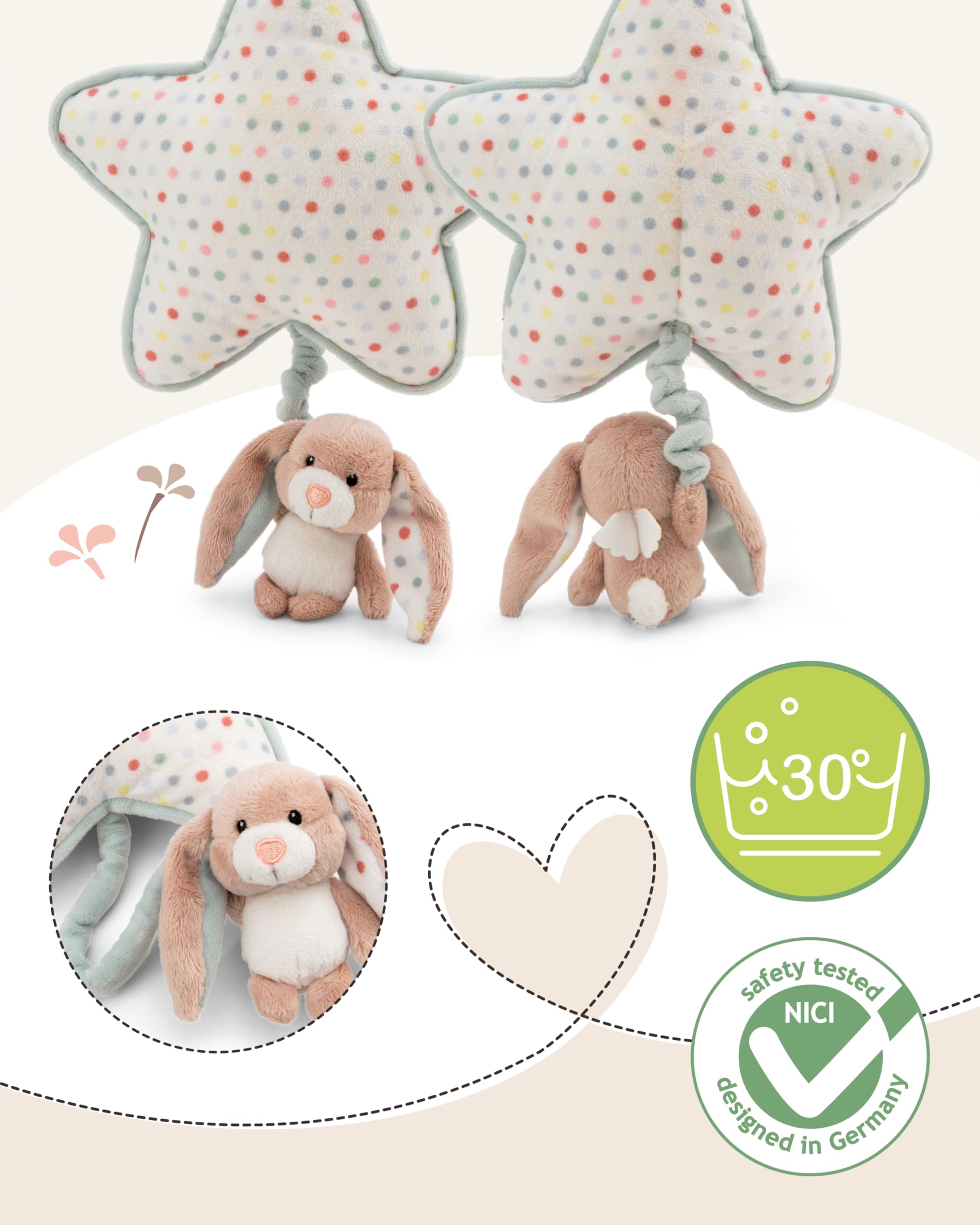 NICI Music box star 21x20cm with bunny Fjella 9cm, white - Image 4