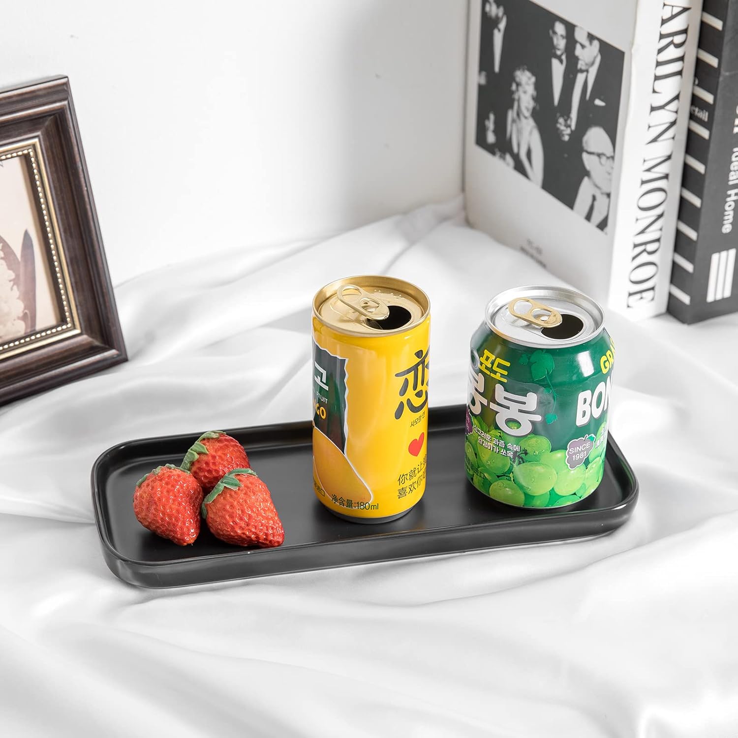 Ceramic Bathroom Tray,Kitchen Sink Organizer Tray,Cosmetics Holder (Black) - Image 3