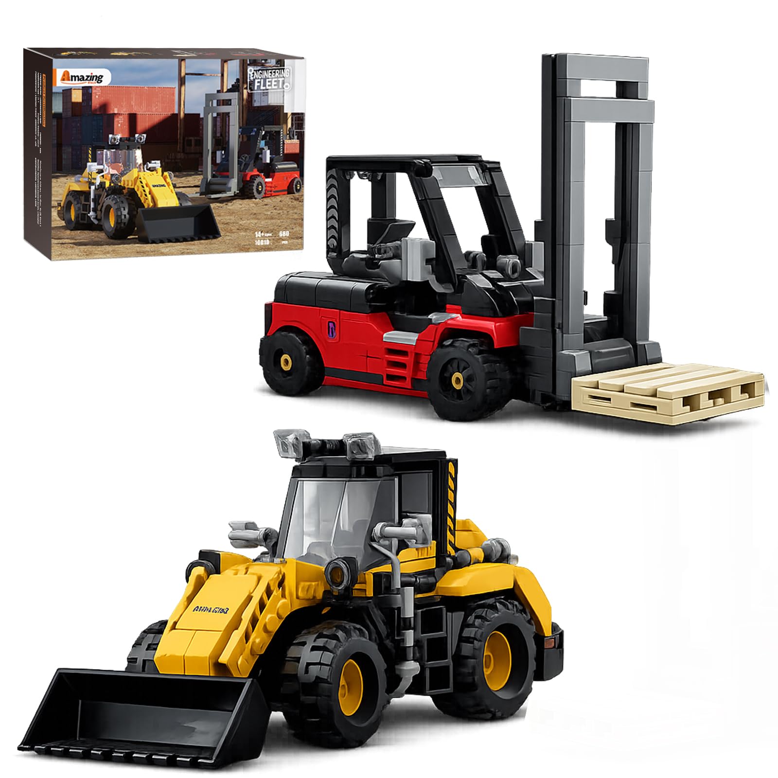 Set di costruzione di carrelli elevatori e kit di costruzione del caricatore, set di costruzione per adulti, 14+, decorazione per ufficio domestico, regalo ideale, 680 pezzi