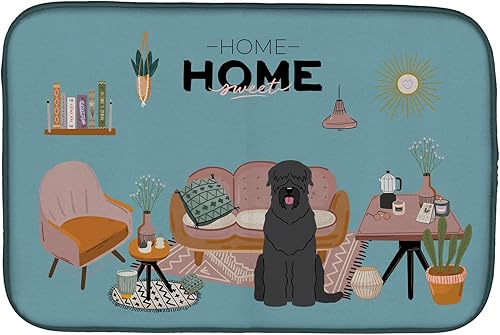 Miniatura 397 de Caroline's Treasures CK7824DDM - Tapete absorbente para secado de platos con diseño de bulldog inglés, rojo y blanco, para encimera de cocina, 14 x