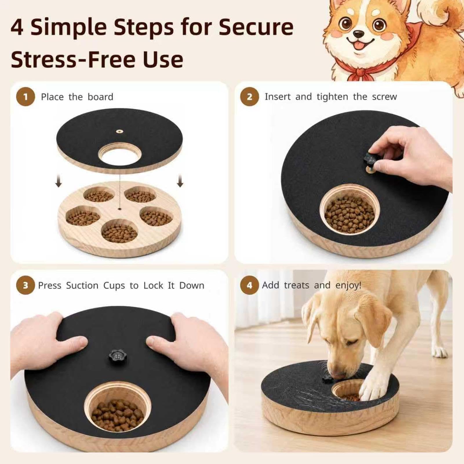 Tavoletta Gratta Unghie Con Cani limatura unghie cuccioli con vano snack | Tavoletta Per Unghie Del Cane per addestramento antinoia protezione mobili interno esterno casa