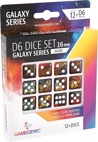 Miniatura 5 de Galaxy Series Moon D6 - Juego de 12 dados de seis caras, dados de resina de alta calidad para juegos de dados, juegos de mesa y juegos de cartas,
