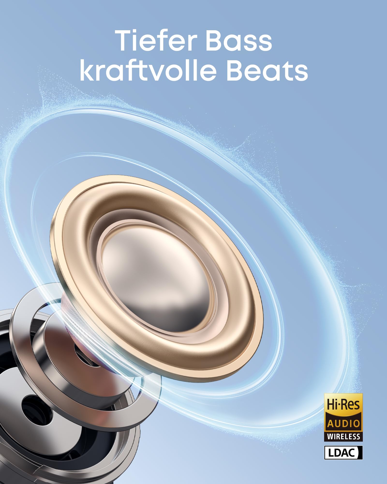 soundcore C50i by Anker, Open-Ear Kopfhörer, Clip-On Earbuds, Ultra-bequem, Open-Ring Design, 12mm Treiber für kraftvollen Bass, klare Anrufe mit KI, KI-Echtzeit-Übersetzung, fester Halt, Hi-Res, IP55