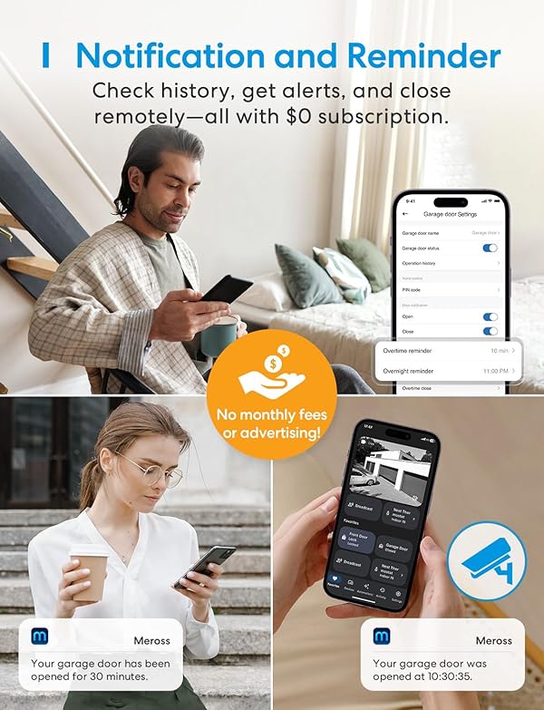 meross Smart Garage Door Opener Remote, Compatible with Apple HomeKit, Siri, CarPlay, Alexa, Google, SmartThings, and Android, Universal WiFi Garage Door Controller, App + Voice Control, No Hub Needed by meross - Image 6