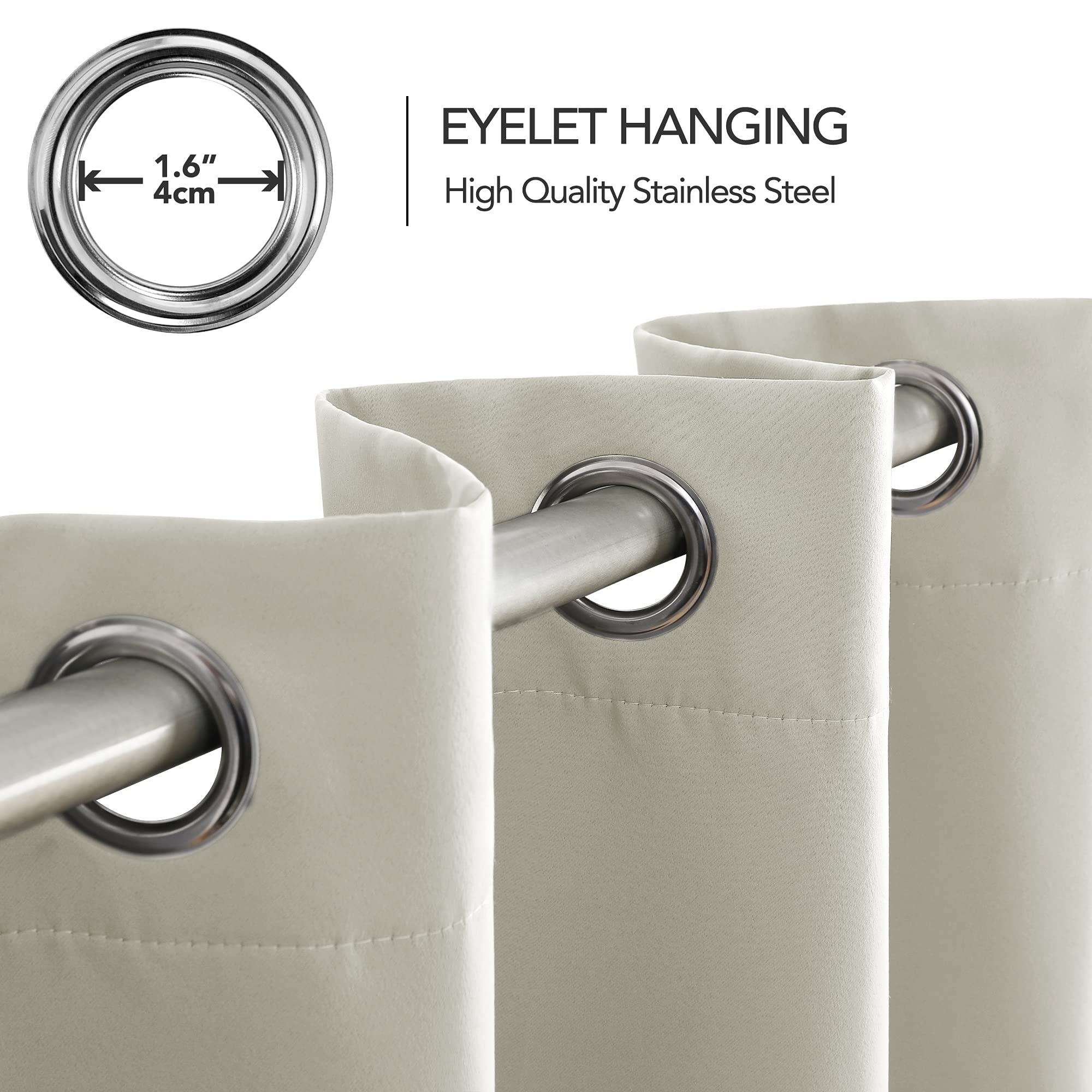 Deconovo Tende Oscuranti per Interni 2 Pezzi 175 CM Altezza, Termiche Isolanti, Anti-Rumore, con Anelli, Ideali per Camera da Letto e Soggiorno, 140x175 CM, Beige Chiaro