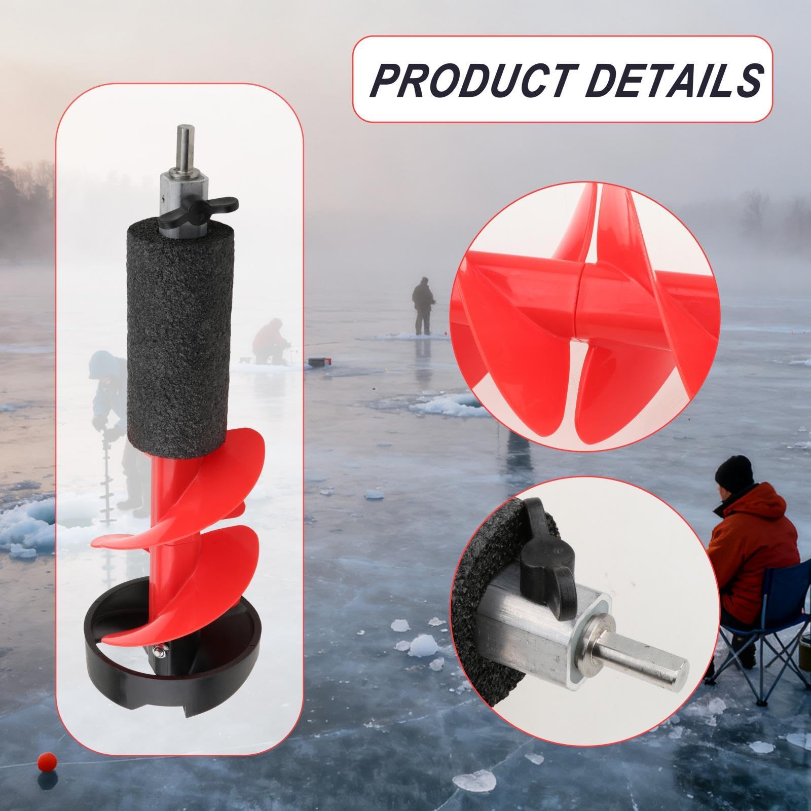 Generic Trapano per Ghiaccio, Trapano per Ghiaccio Portatile E in Metallo Da 15 Cm, Ideale per La Pesca E per Le Attività Invernali, 50 Cm