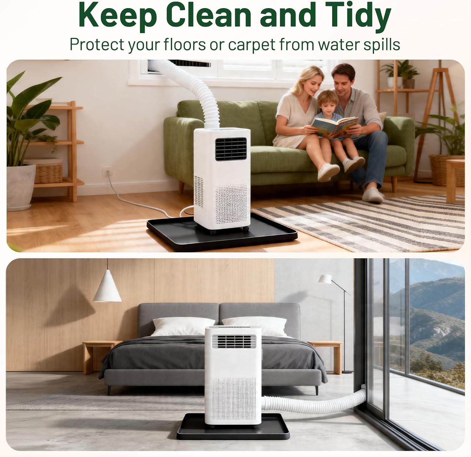 Portable Air Conditioner Drip Mat, 23.6''x19.7''x0.78'' Silicone AC Drip Mats,Portable AC Drip Tray, Flexible&Foldable,Spill-Proof- Ideal for Ice Makers, Humidifiers, Dehumidifier- Black