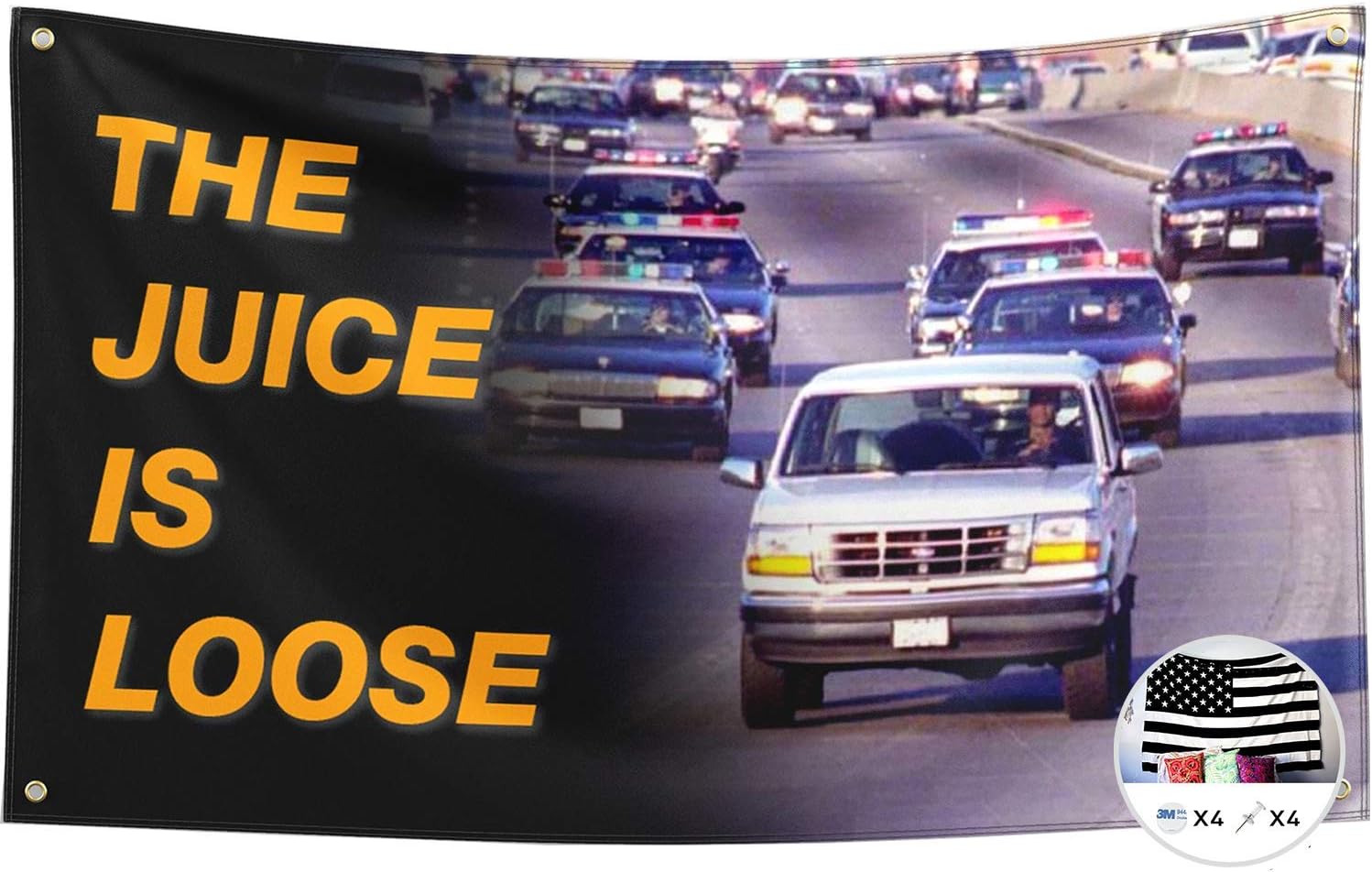 The Juice is Loose Flag for OJ Simpson 3x5 Feet Banner,Funny Poster UV Resistance Fading & Durable Man Cave Wall Flag with Brass Grommets for College Dorm Room Decor,Outdoor,Parties,Gift