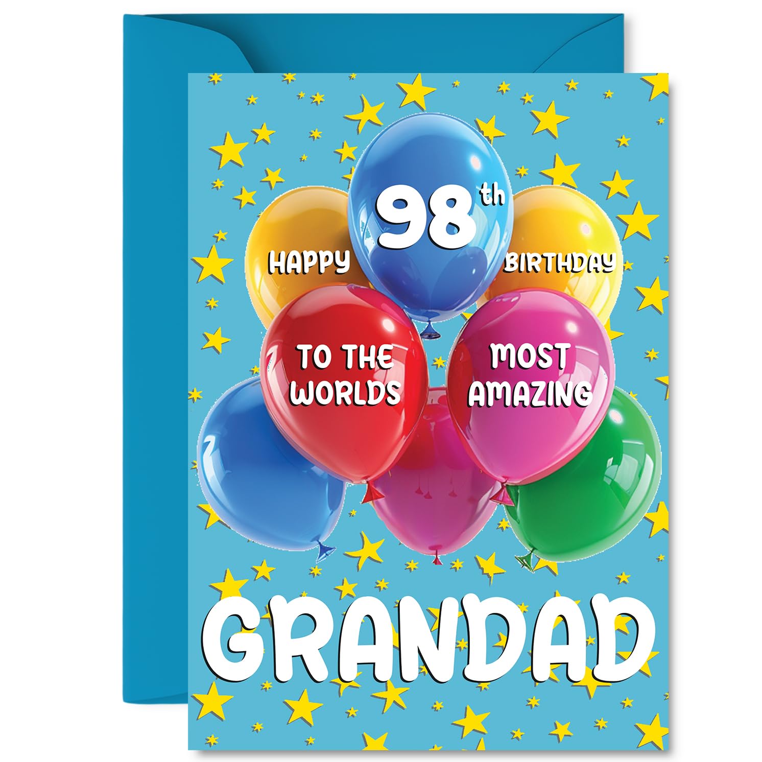 Grandad 98th Birthday Card, Worlds Most Amazing