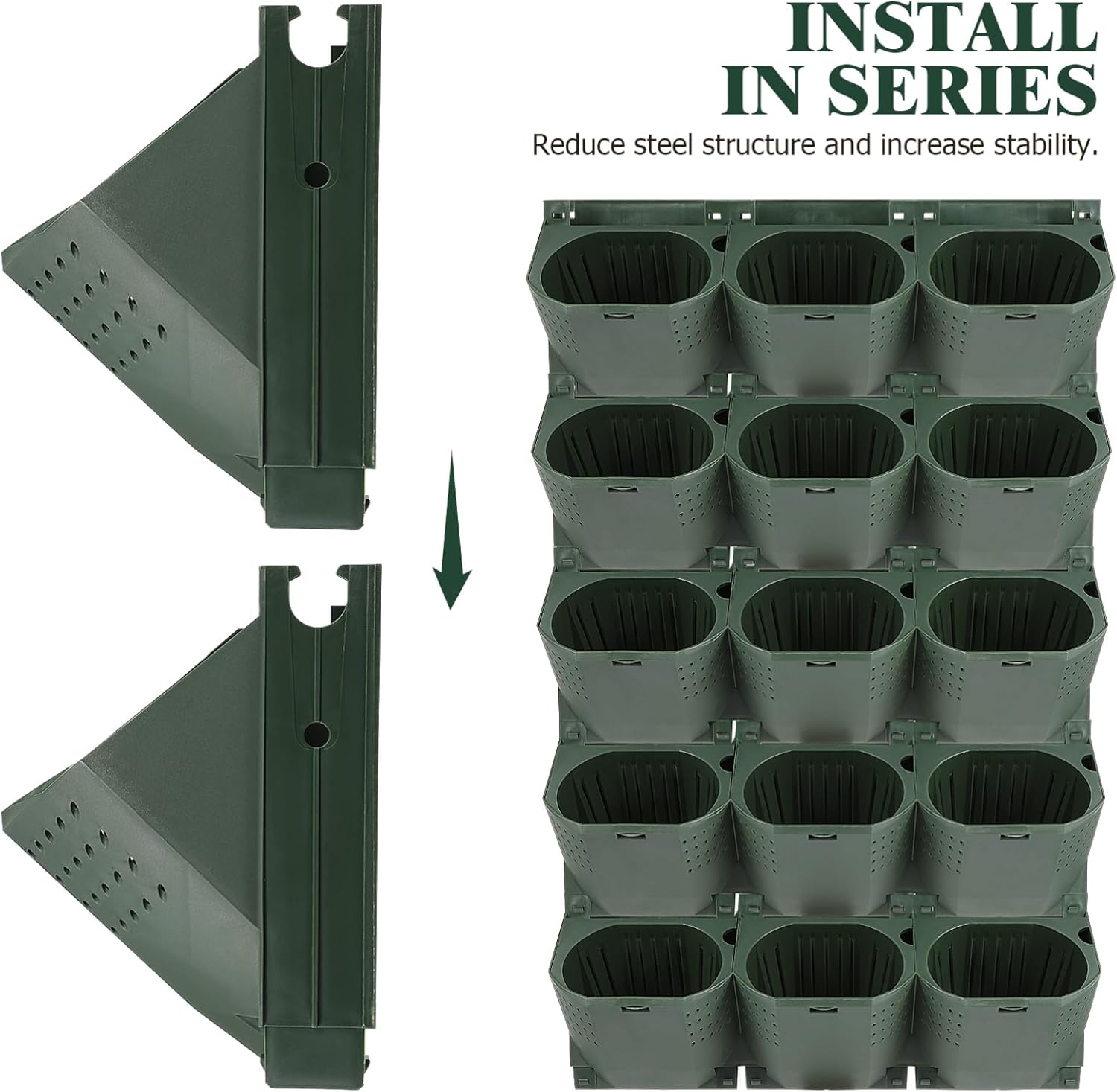 Vertical Wall Planter Pots Stackable Design for Efficient Space Utilization for Gardens Balconies and Apartments Features Drainage to Prevent Overwatering