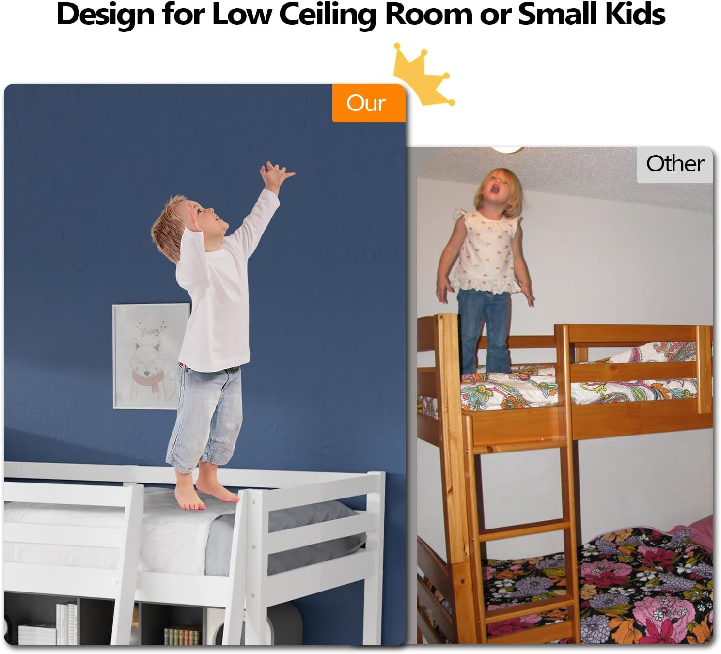 VINGLI 47'' Tall Junior Low Loft Bed with Stairs, Jamaica Ubuy