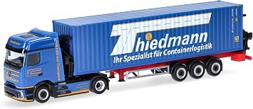 Herpa truck model Mercedes-Benz Actros L ProCabin Bigspace container side loader "Thiedmann", on a scale of 187, plastic miniature, made in Germany, model building, collectors edition