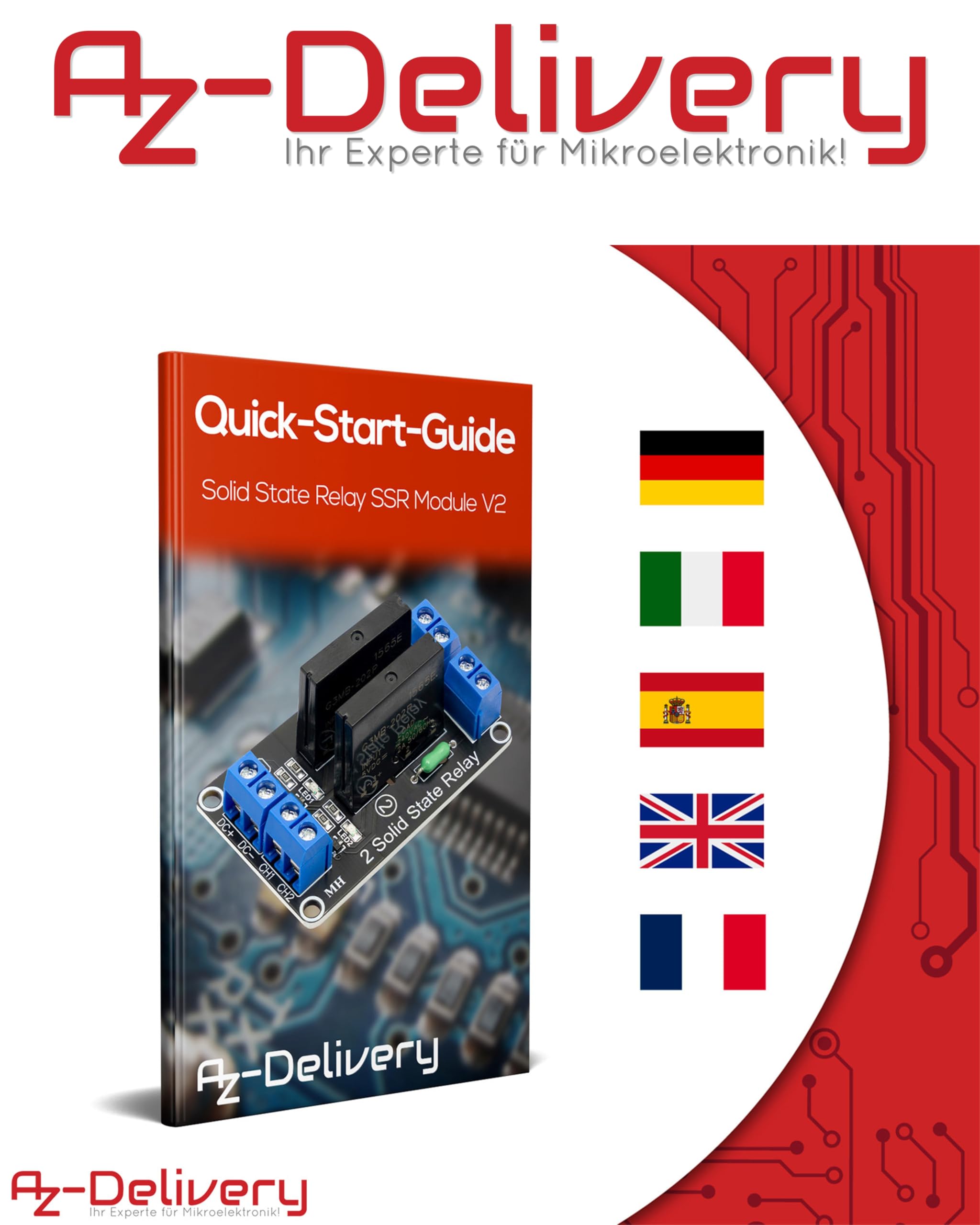 AZDelivery Module relais 5 x 2 canaux 5 V DC Solid State Relais Low Level Trigger Power Switch Relais Board Compatible avec Arduino et Raspberry Pi