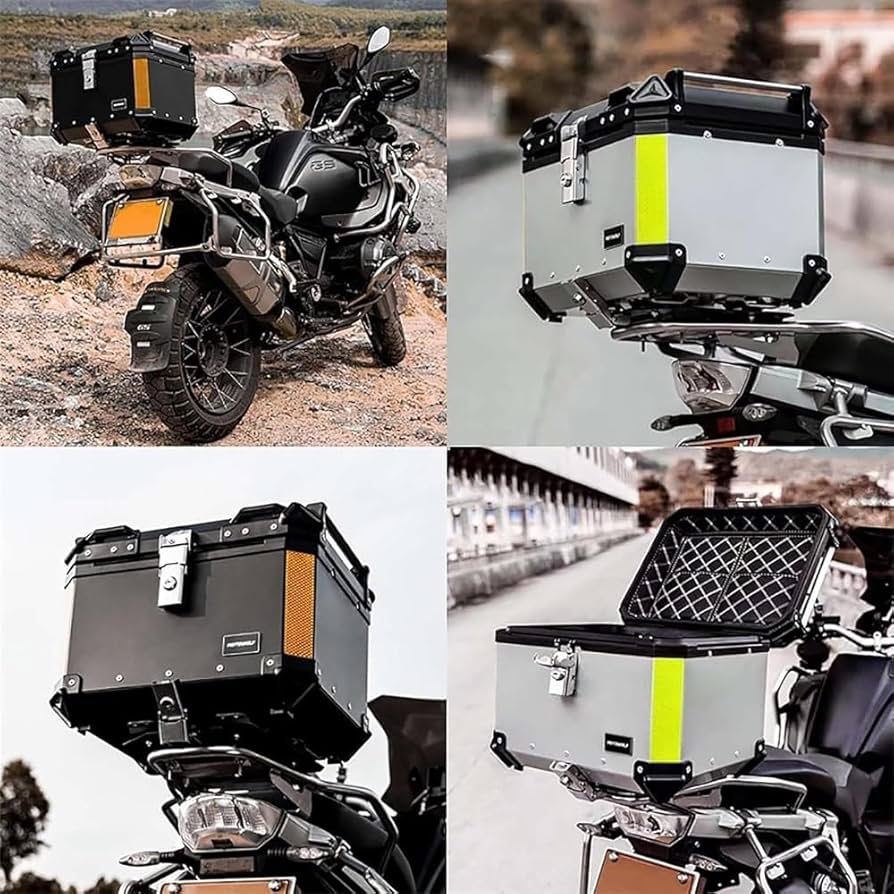 KLUFO Top Box For Motorcycle, 45L Motorcycle Top Box Aluminum Motorcycle Luggage With Security Lock For