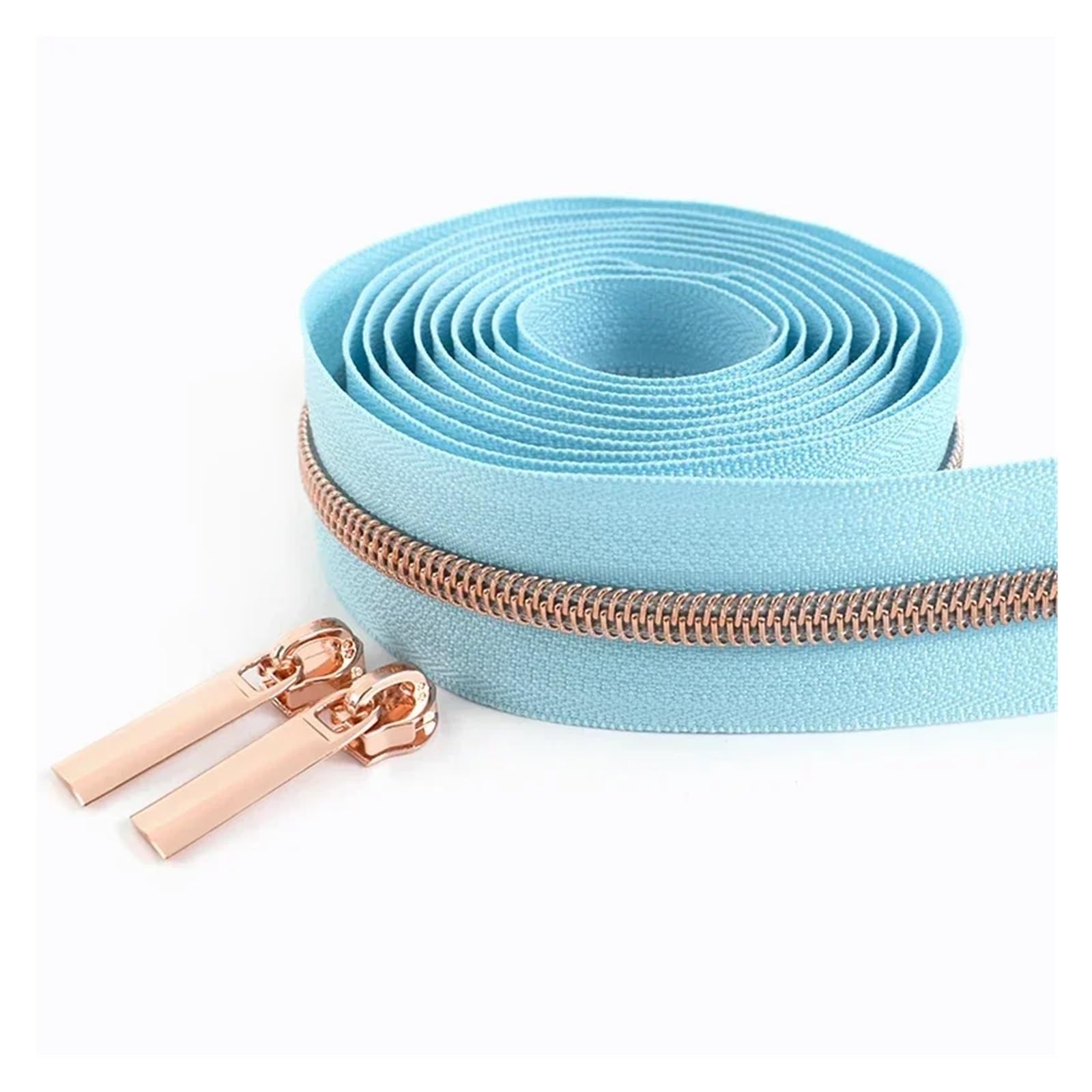 Zipper,Way Zip 2 Meters 5# Nylon Zipper Tapes+ 2Pcs Zipper Slider Pulls Bag Purse Pocket Coil Zippers Heads Decor Zip Repair Kit DIY Accessories Zips Clothing Garments(M807RoseGold)