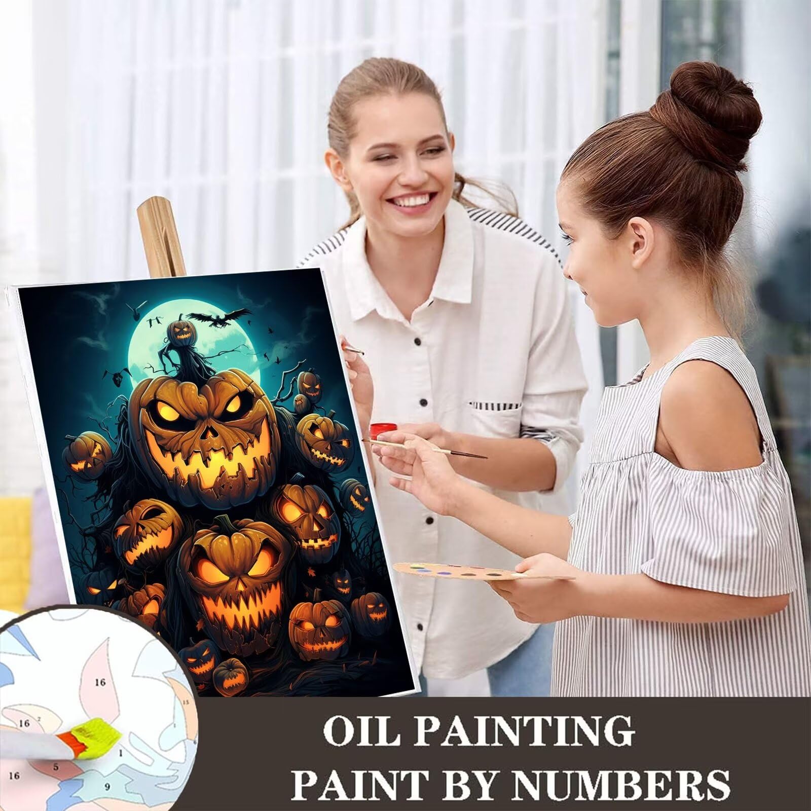 Nivvey Malen Nach Zahlen Halloween Schloss – 40.6x50.8 Cm, Ölgemälde-Set Für Erwachsene & Anfänger