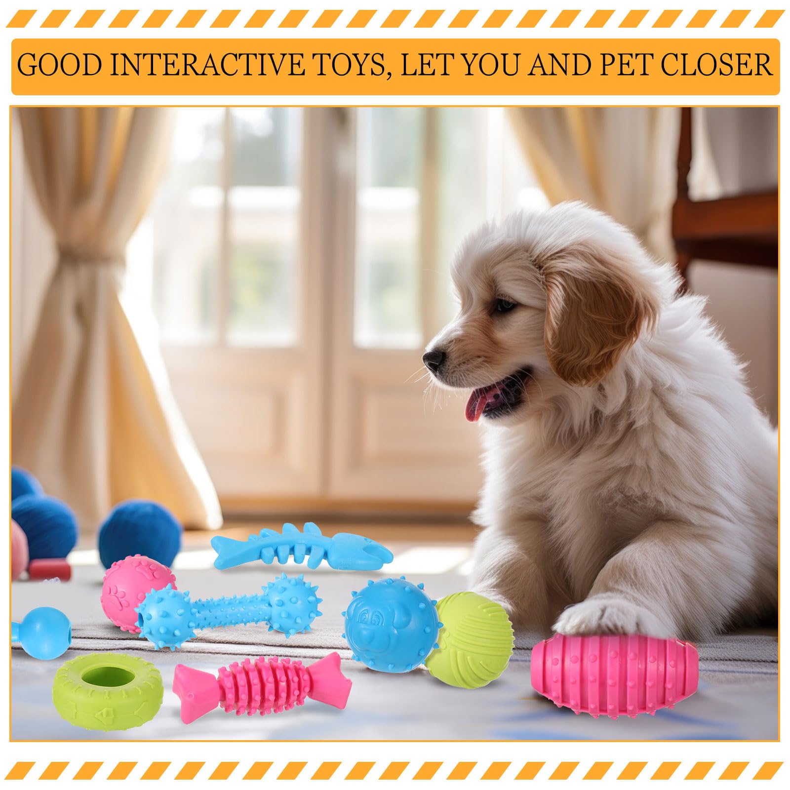 Jenaai Paquete de 50 juguetes para cachorros, juguetes masticables para dentición, juguetes suaves para masticar para perros, juguetes interactivos para dentición para perros, juguetes para dentición