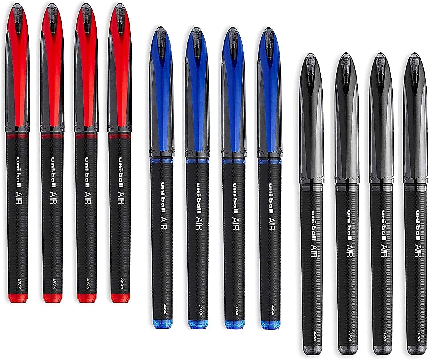 AIR Micro, 0.5mm Fine Rollerball, Black, Blue, and Red, Pack of 12 (12)