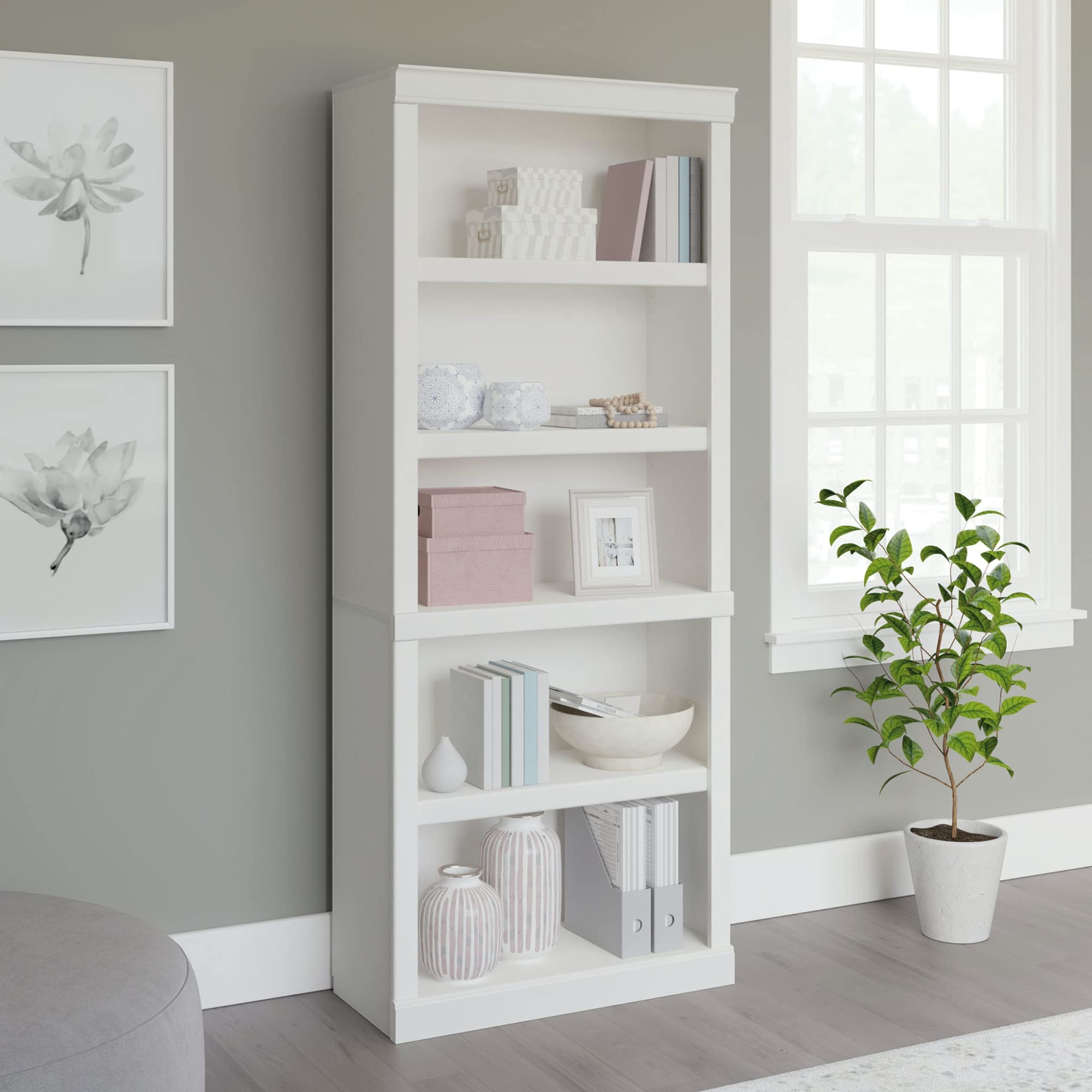 Realspace(r) 72"H 5-Shelf Bookcase, Arctic White