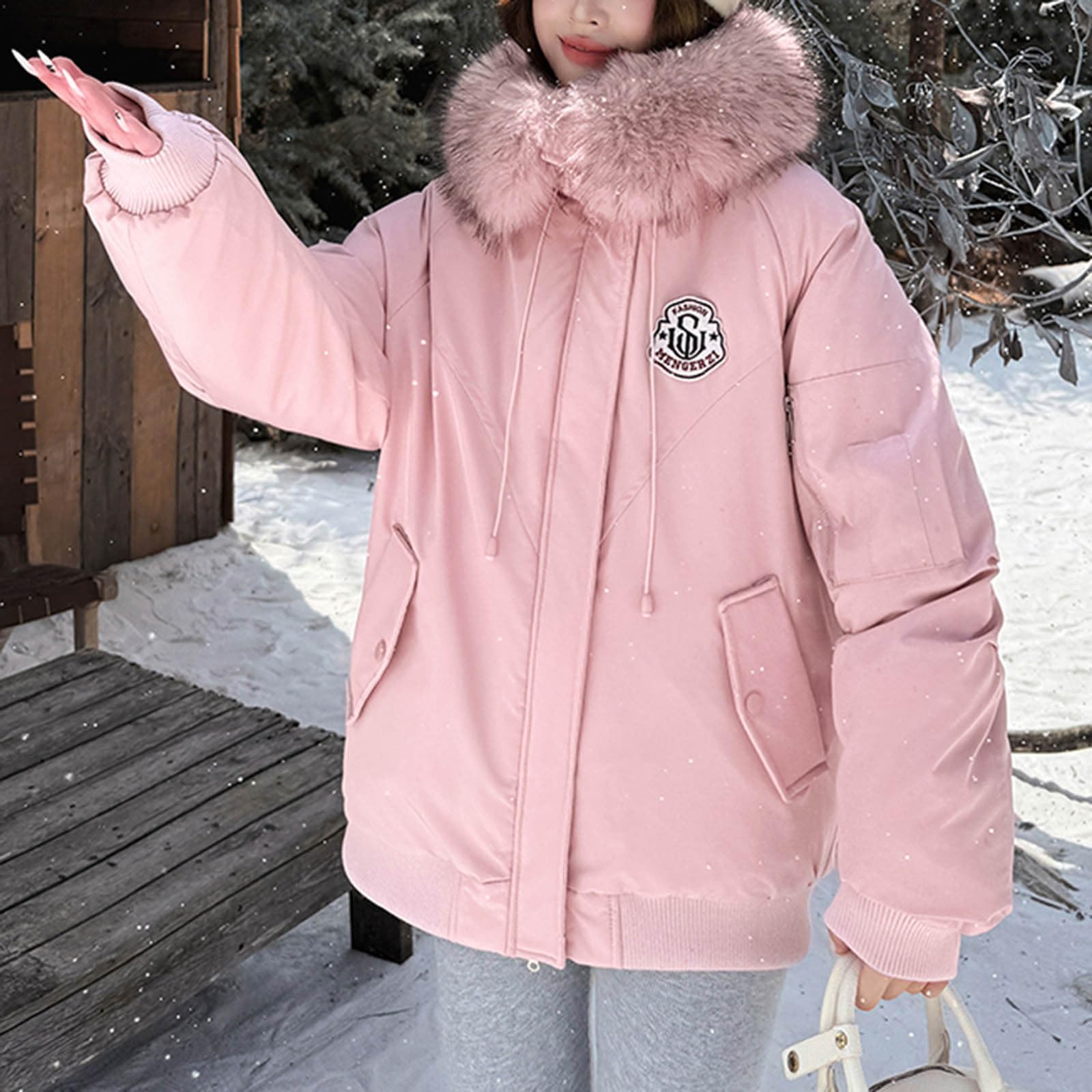 HAOLEI Parka Mujer Invierno,Abrigo Acolchado Mujer con Capucha Grueso y Cálido Chaqueta Acolchada Manga Larga con Cremallera Caliente Cómodo Cazadora a Prueba de Viento Moda Outwear con Bolsillos