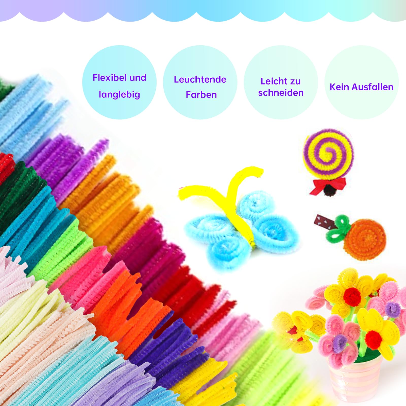 Kit 300 Fils Chenille 27 Couleurs + 150 Yeux + 60 Pompons - Cure-Pipes DIY Pour Enfants & Adultes Créatifs