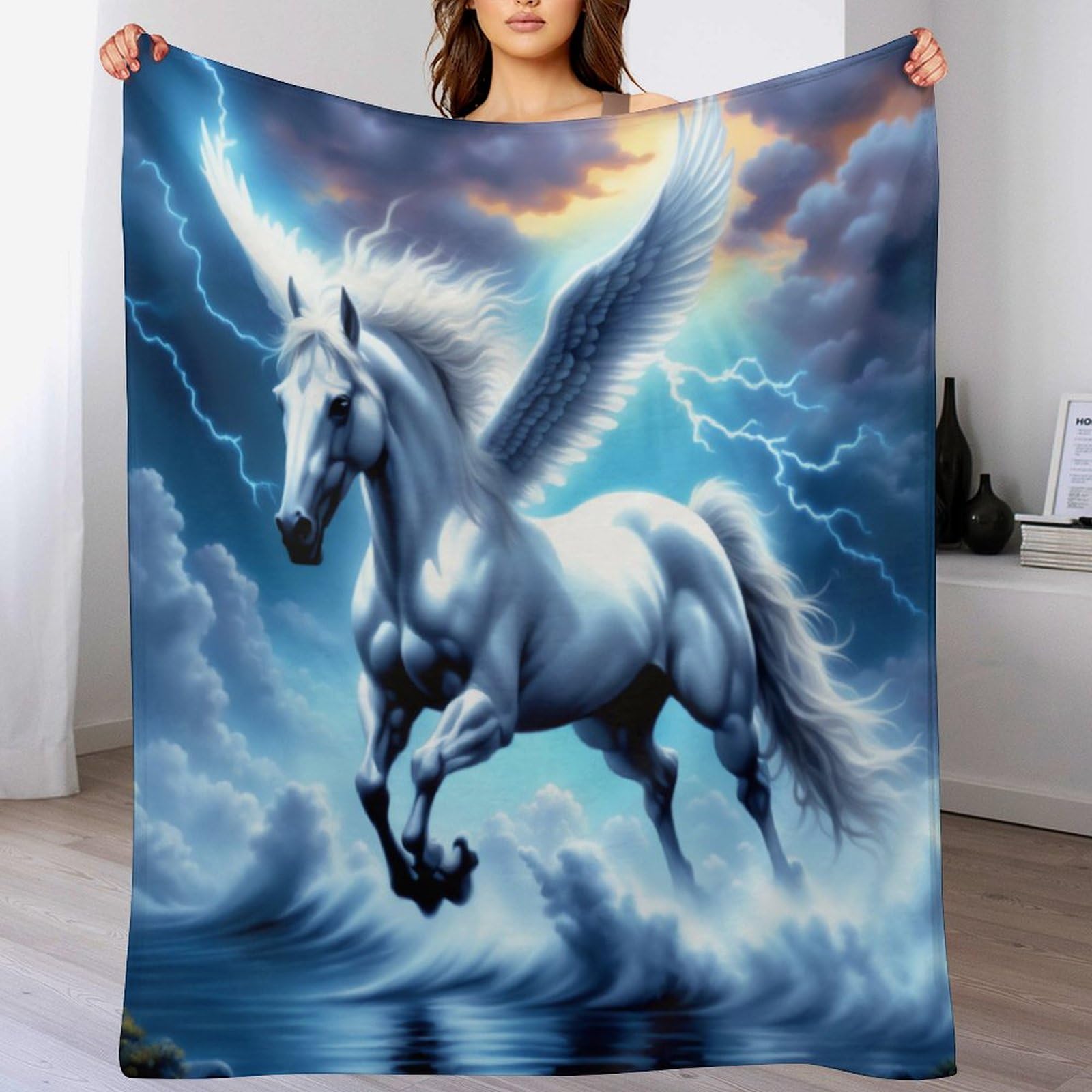 Couverture cheval motif éclair 3D le cadeau idéal en polaire douce pour passionnés