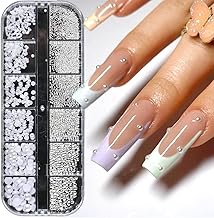 1 Box Flatback Pearls Nail Charms, Small Semi-Round Stainless Steel Beads Nail Charms for DIY Jewelry Decoration Nail Design