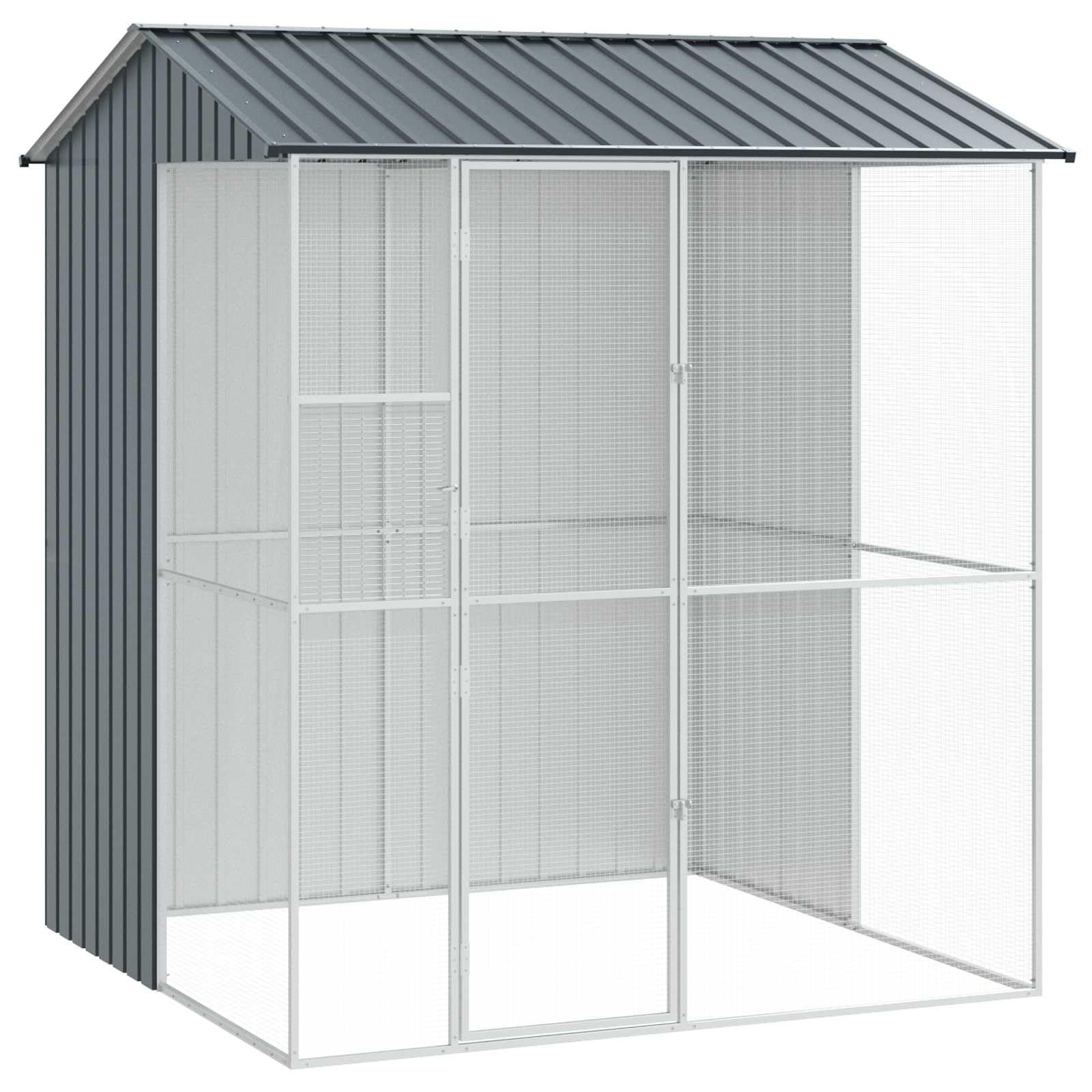 Generisch Vogelkäfig Anthrazit 215 x 210 x 247 cm Verzinkter Stahl,Tier- & Haustierbedarf,Haustierbedarf,Vogelbedarf,Vogelkäfige & -ständer-3325174